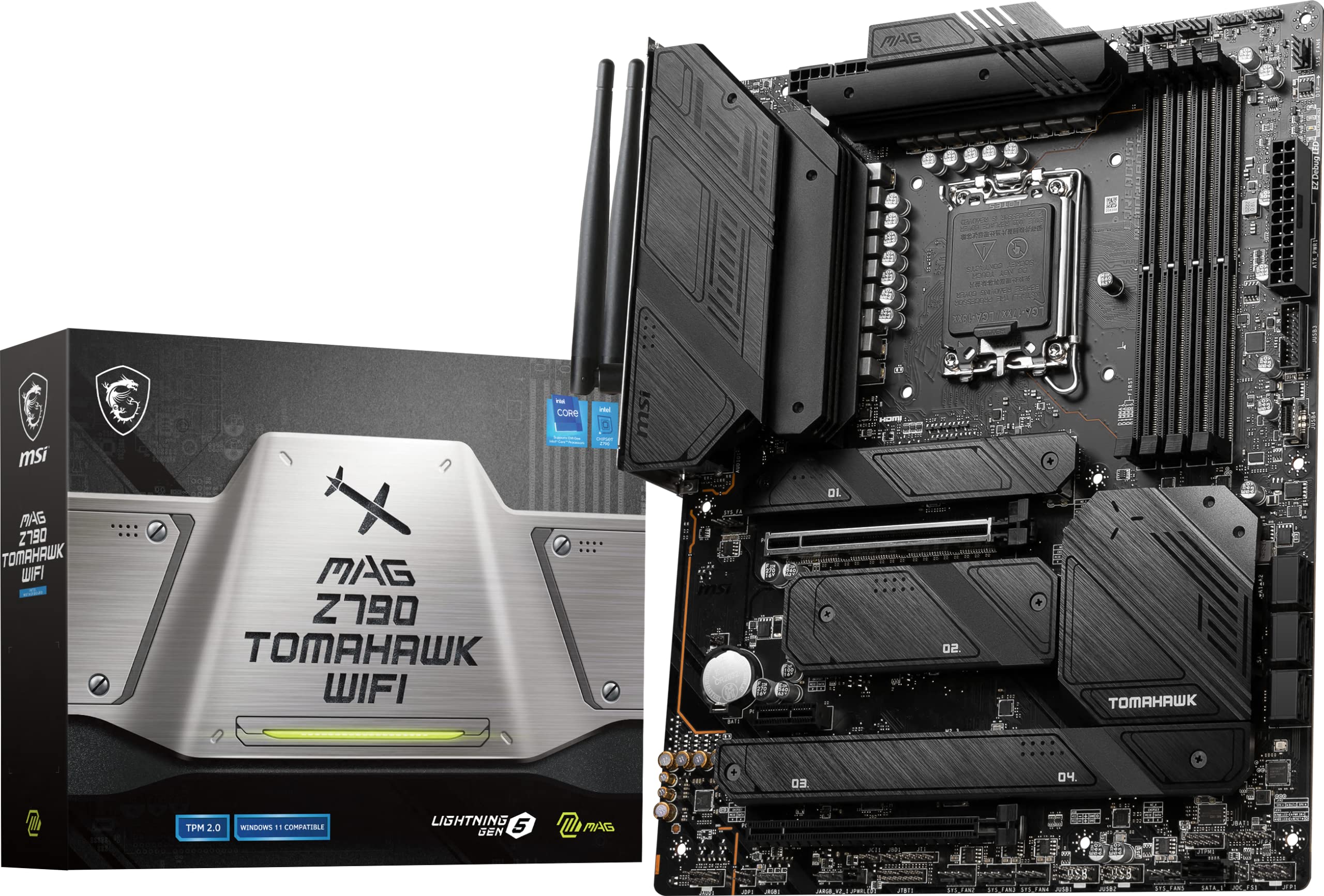 MSI MAG Z790 Tomahawk WiFi Gaming Motherboard (Supports 12th/13th/14th Gen Intel Processors, LGA 1700, DDR5, PCIe 5.0, M.2, 2.5Gbps LAN, USB 3.2 Gen2, HDMI/DP, Wi-Fi 6E, Bluetooth 5.3, ATX)