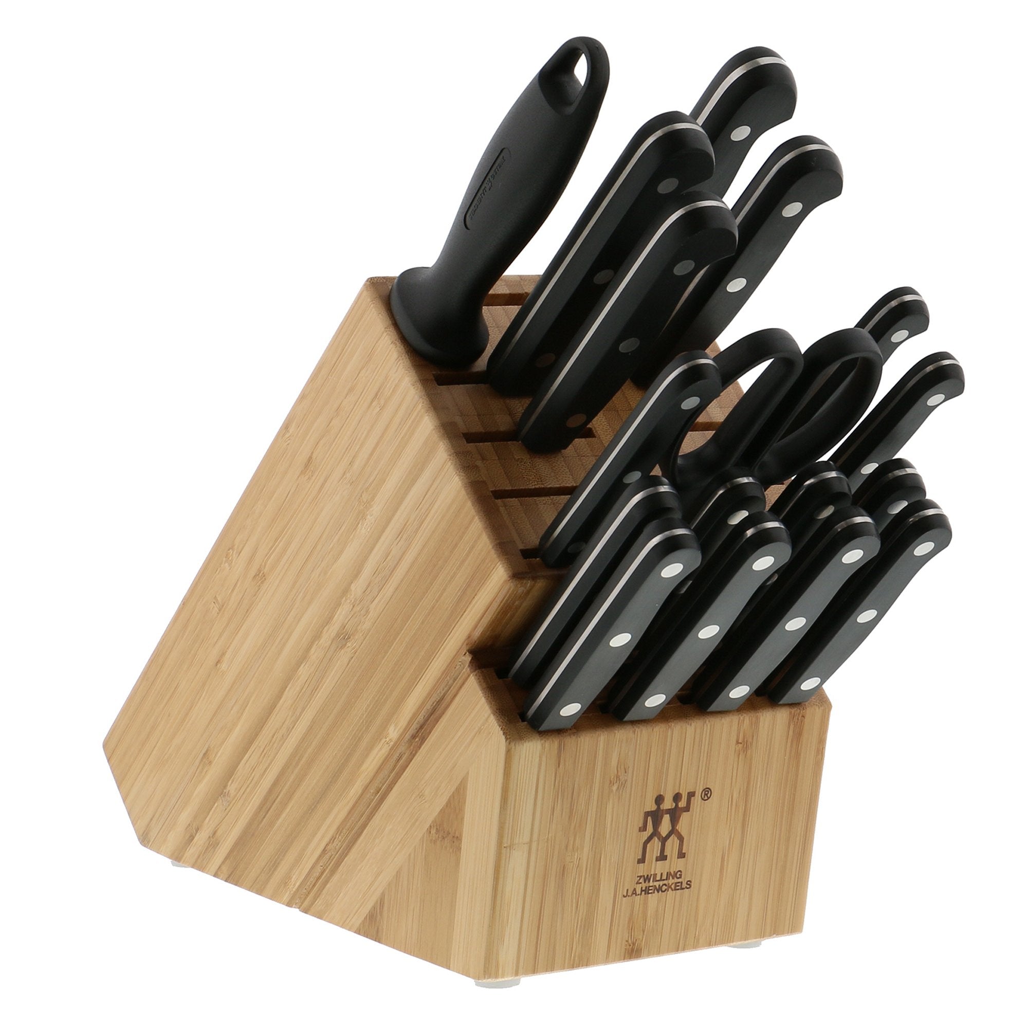 ZWILLING Twin Gourmet Classic 18-pc Knife Block Set, German Stainless Steel, 3 Rivet Handle, No-Stain, Includes Shears Honing Steel, Made in Spain