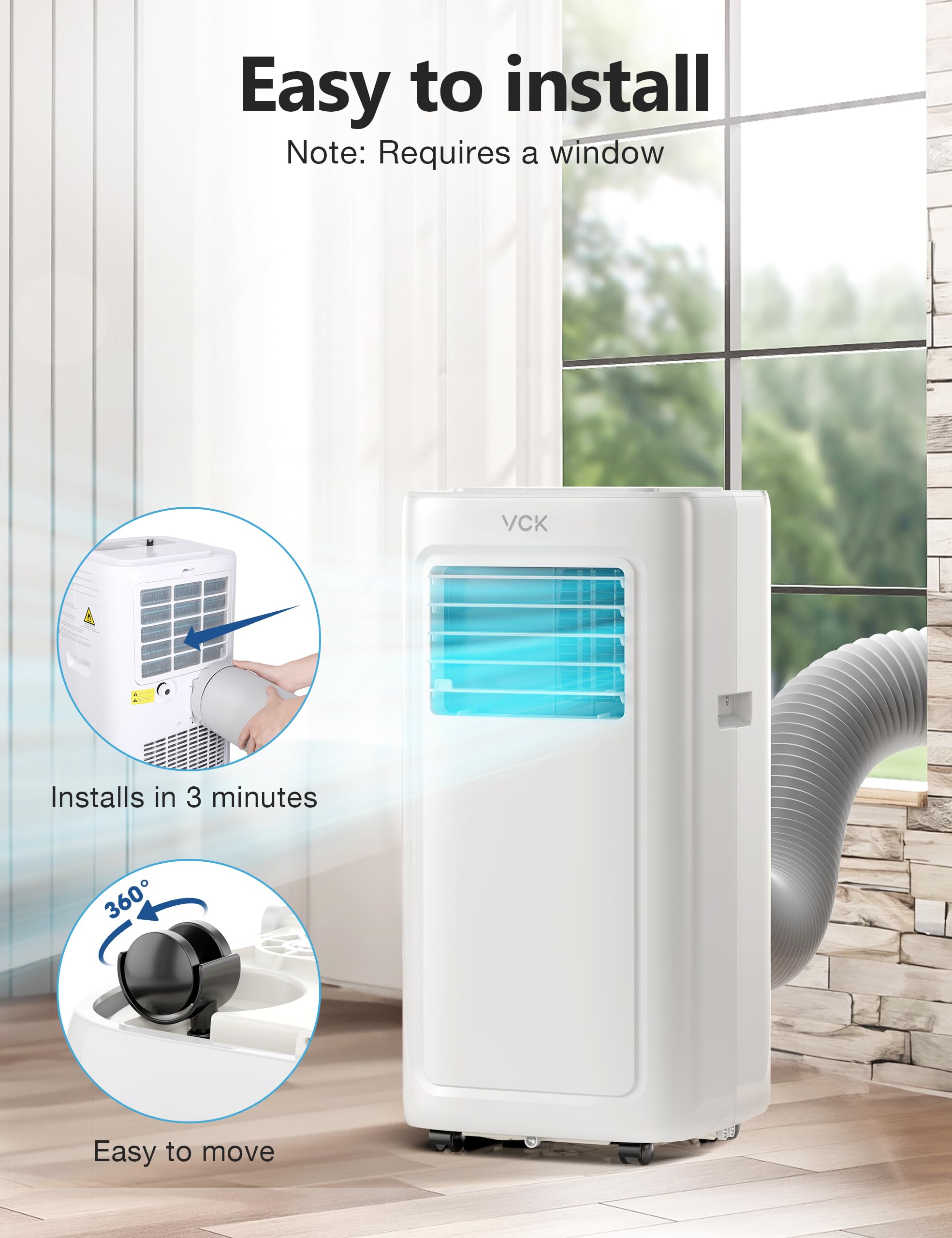 Space Heater,VCK 1500W 24" Portable Electric Heaters for Indoor Use,75° Oscillation,3 Modes,8H Timer, Quite PTC Ceramic Heating with Thermostat,Safety Protection,Remote for Office,Home Bedroom