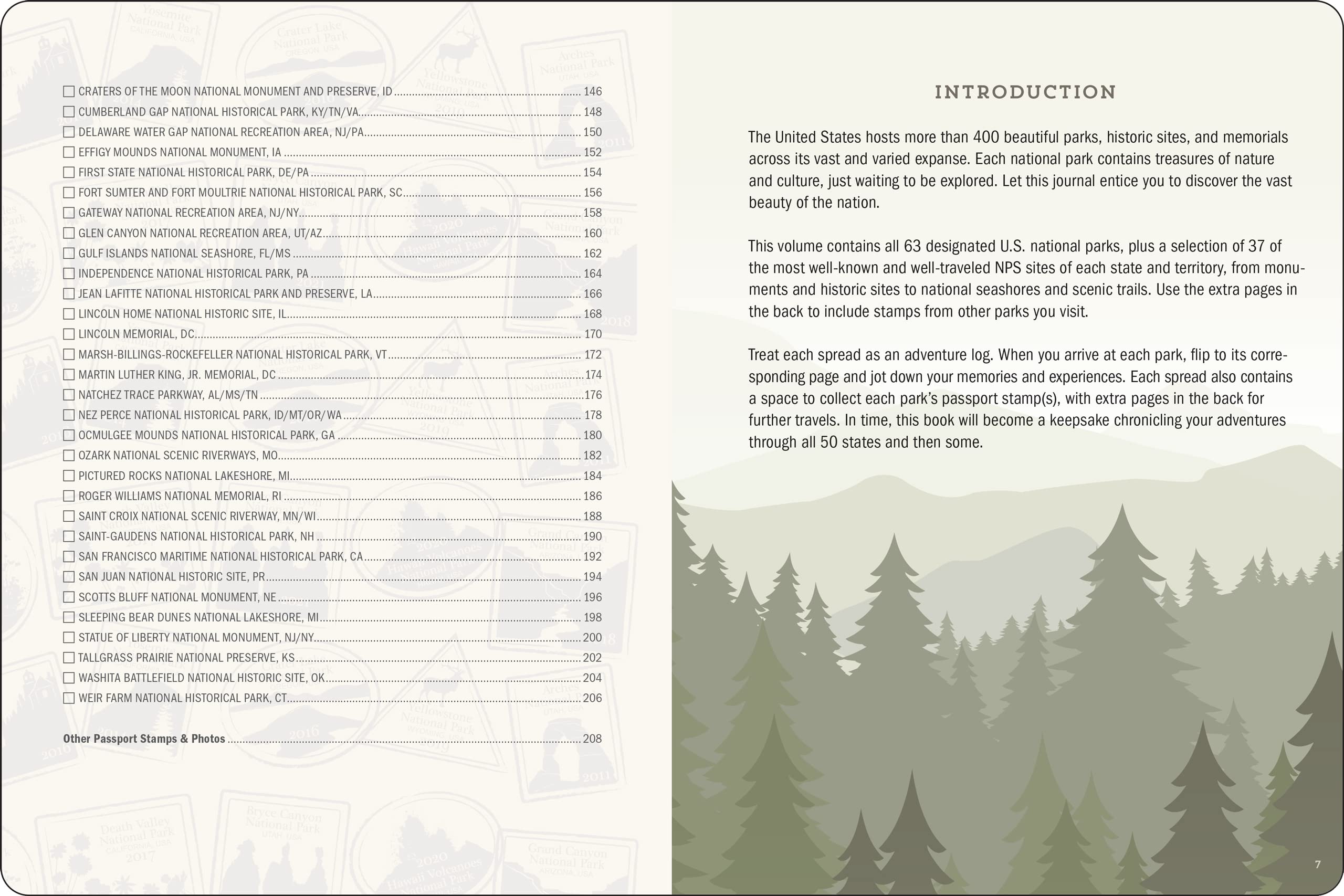 USA National Parks Journal & Passport Stamp Book (all 63 National Parks included)