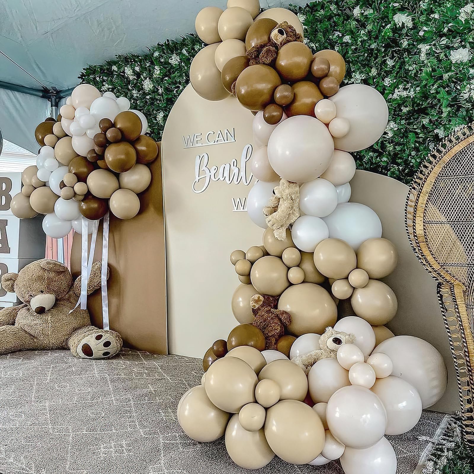 PartyWoo Boho Brown Balloons, 140 pcs Boho Brown and White Sand Balloons Different Sizes Pack of 18 Inch 12 Inch 10 Inch 5 Inch for Balloon Garland or Arch as Birthday Decorations, Party Decorations