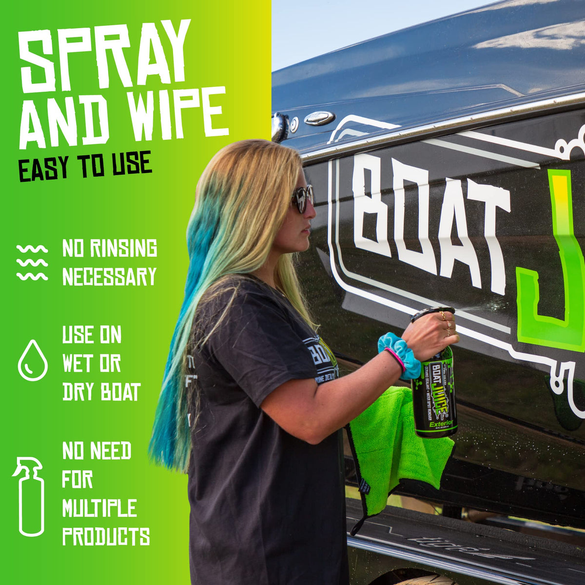 Boat Juice Exterior Boat Cleaner - Water Spot Remover for Boats and Ceramic Sealant - Boat Cleaner for Fiberglass, Boat Wax Spray - Boat Cleaning Supplies and Detailing, Boat Accessories Marine (32oz)