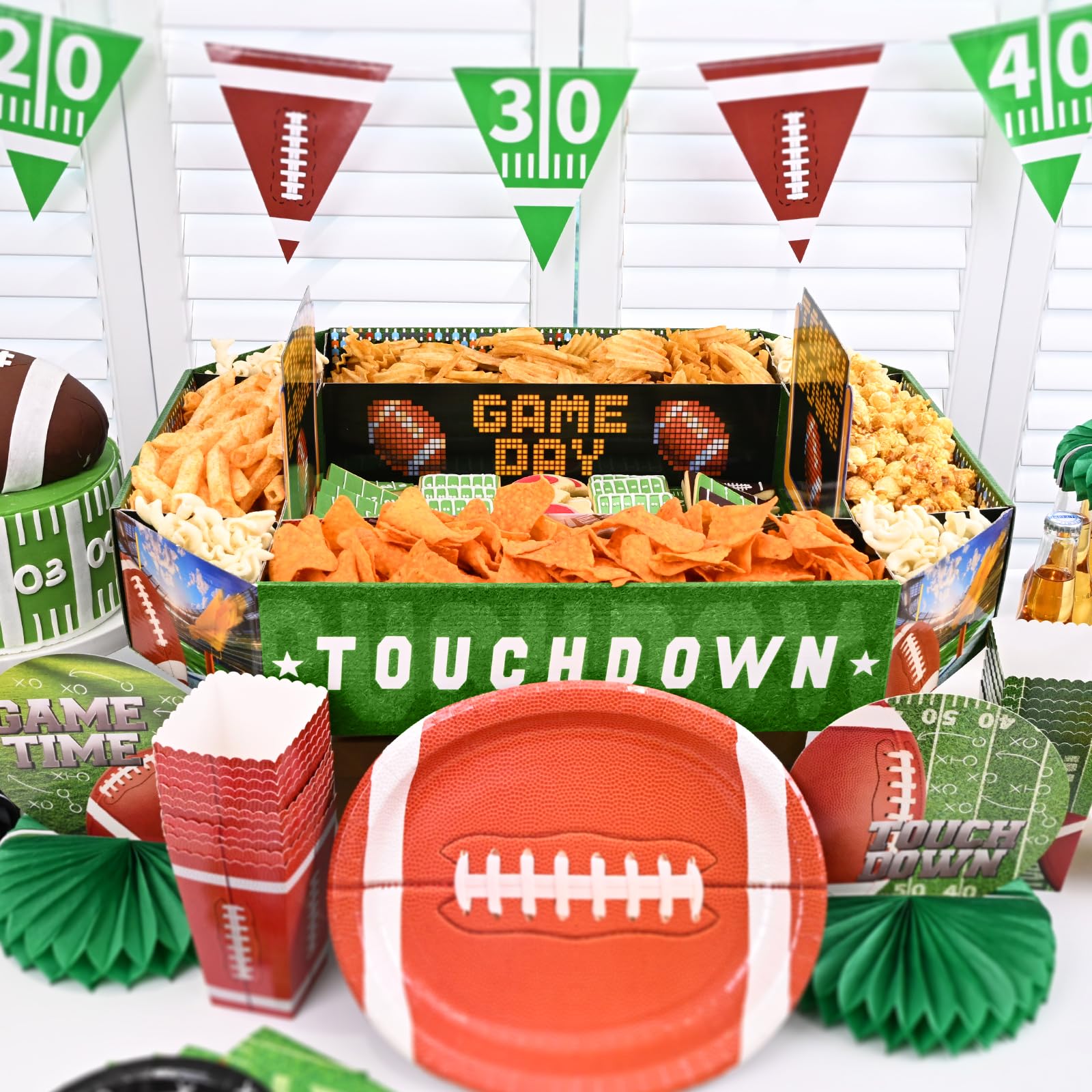 Gatherfun Football Party Supplies Kit - Complete Tailgate, Birthday & Celebration Snack Stadium Set | Essential Football Party Decorations & Favors