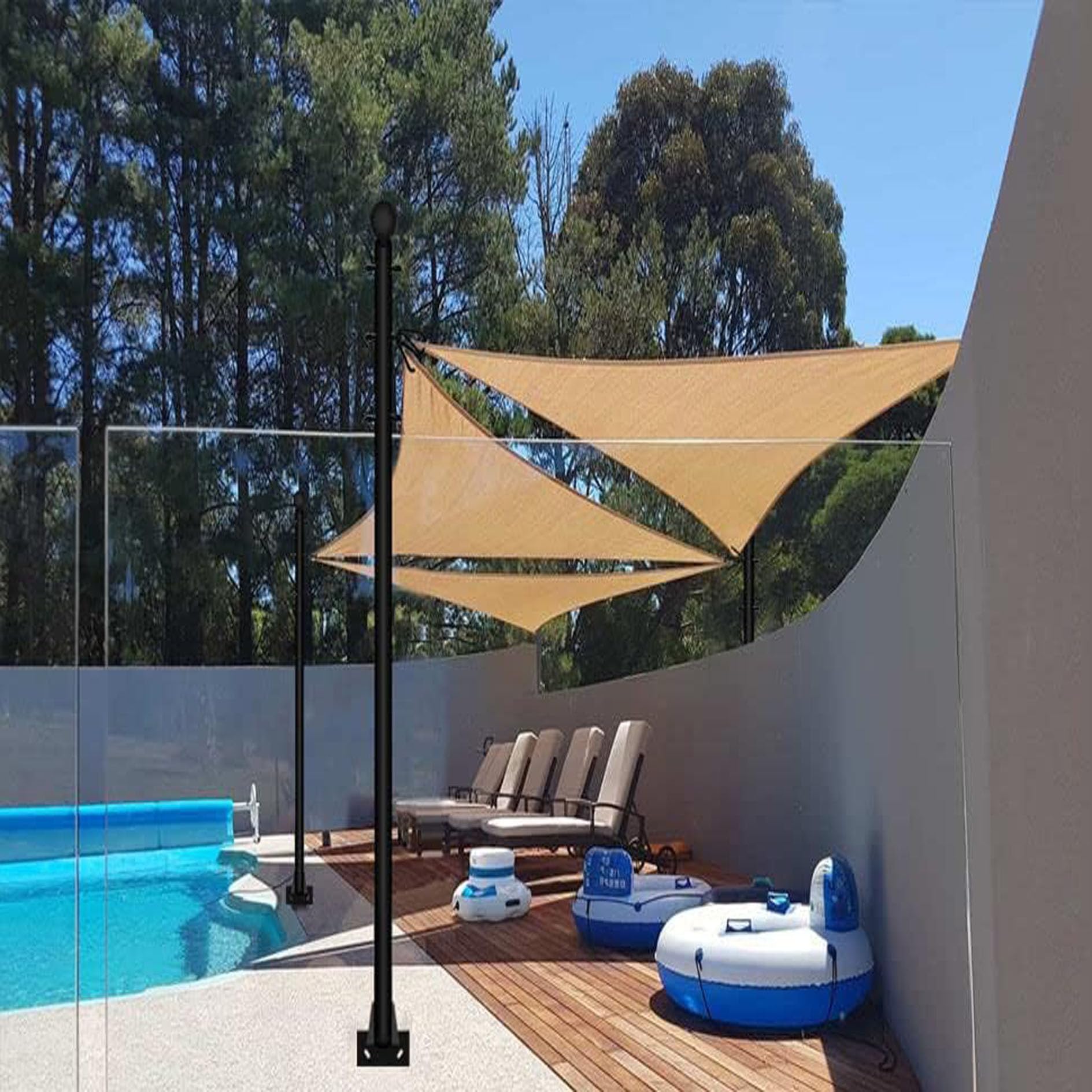 Shade Sail Poles, Outdoor Sun Shade Sail Pole Kit Support Awning Canopy Heavy Duty Steel Post for Outside Deck Patio Backyard Garden (10.2FT,2pack)…