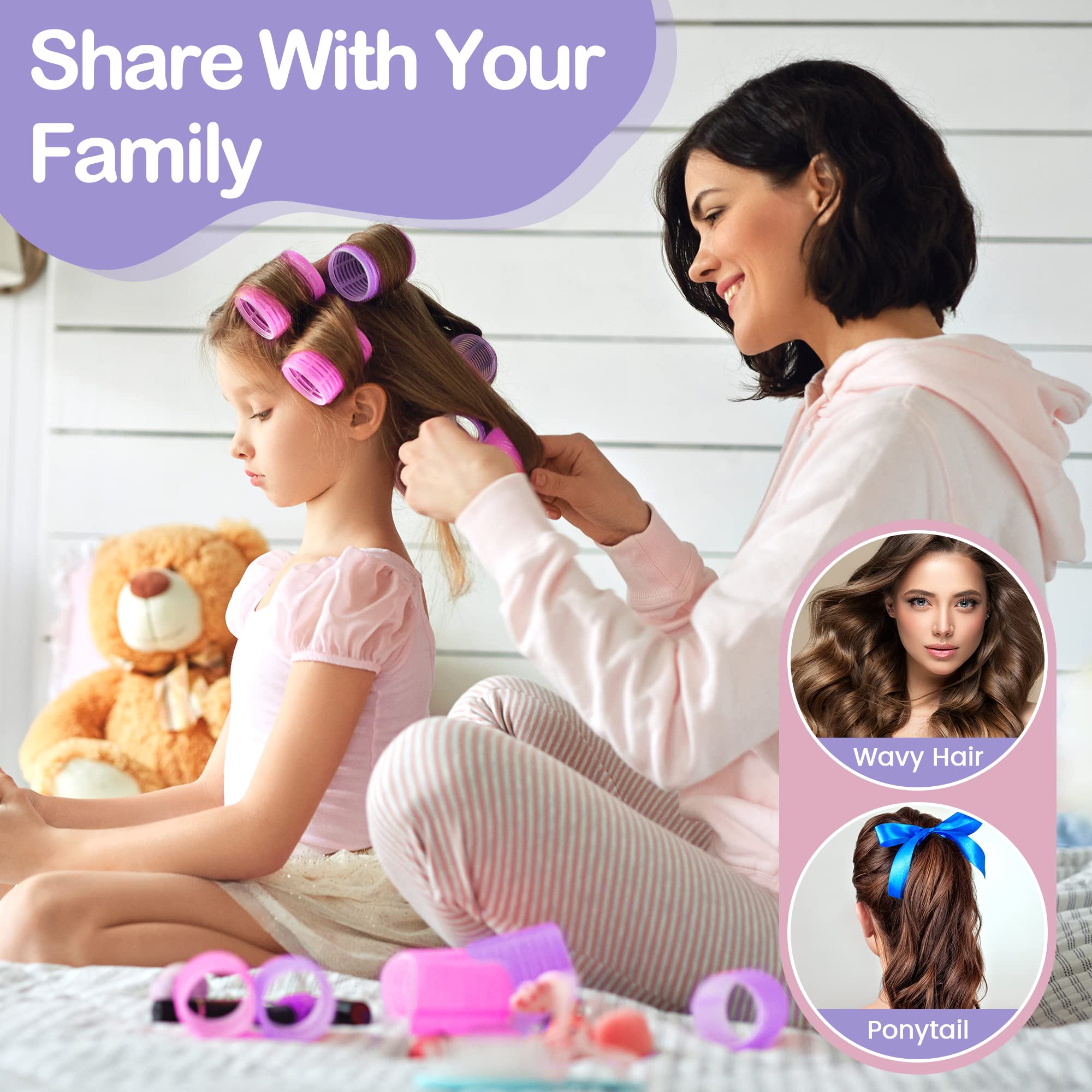 33 Pcs Hair Rollers set, Self Grip Hair Rollers for Long Medium Short Hair, ELASO Jumbo Large medium Hair Curlers (22 Velcro Rollers + 10 Stainless steel Clip +1 Storage Bag)