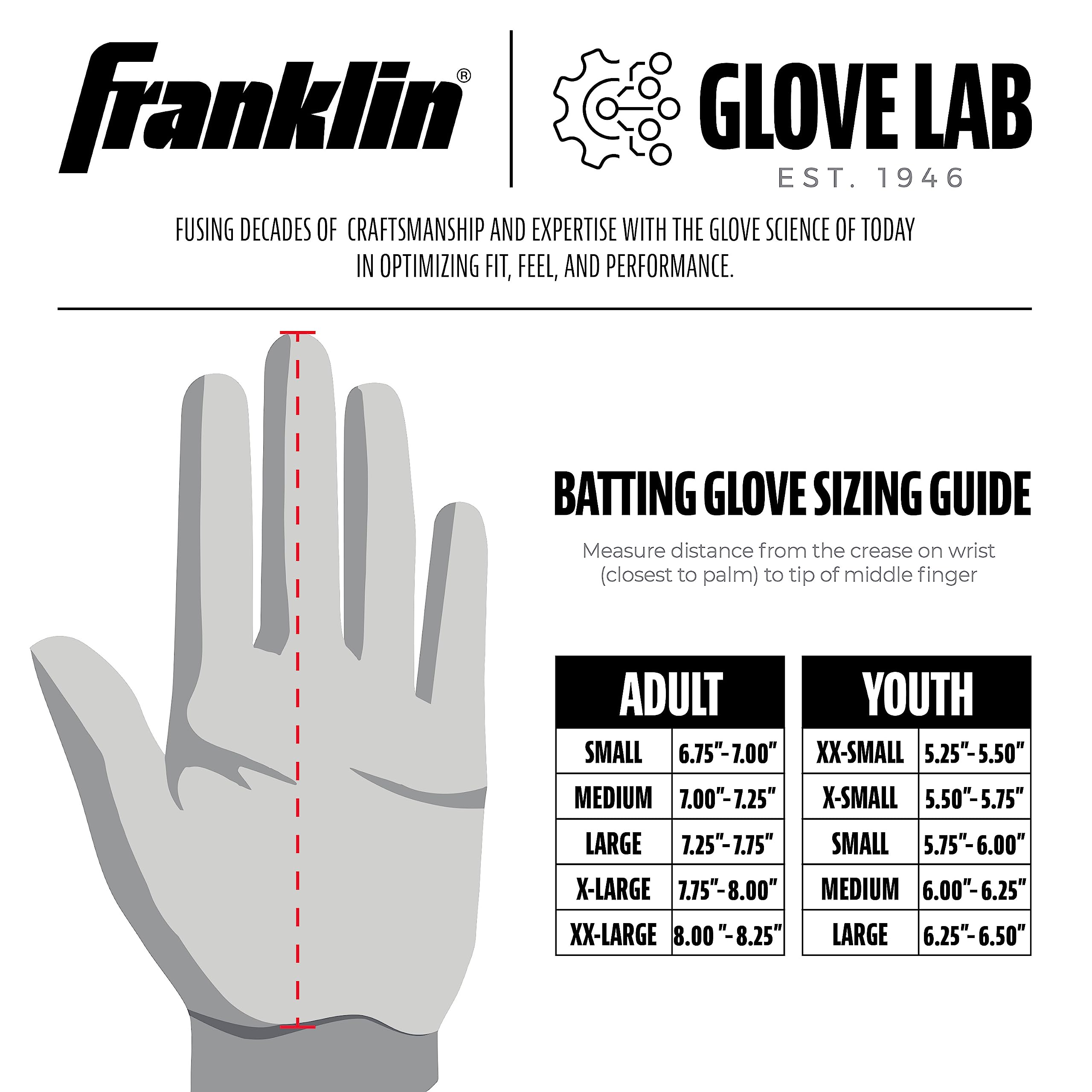 Franklin Sports CFX Pro Batting Gloves - Official MLB Baseball Softball Gloves - Premium Leather - Adult Small - Gray Chrome