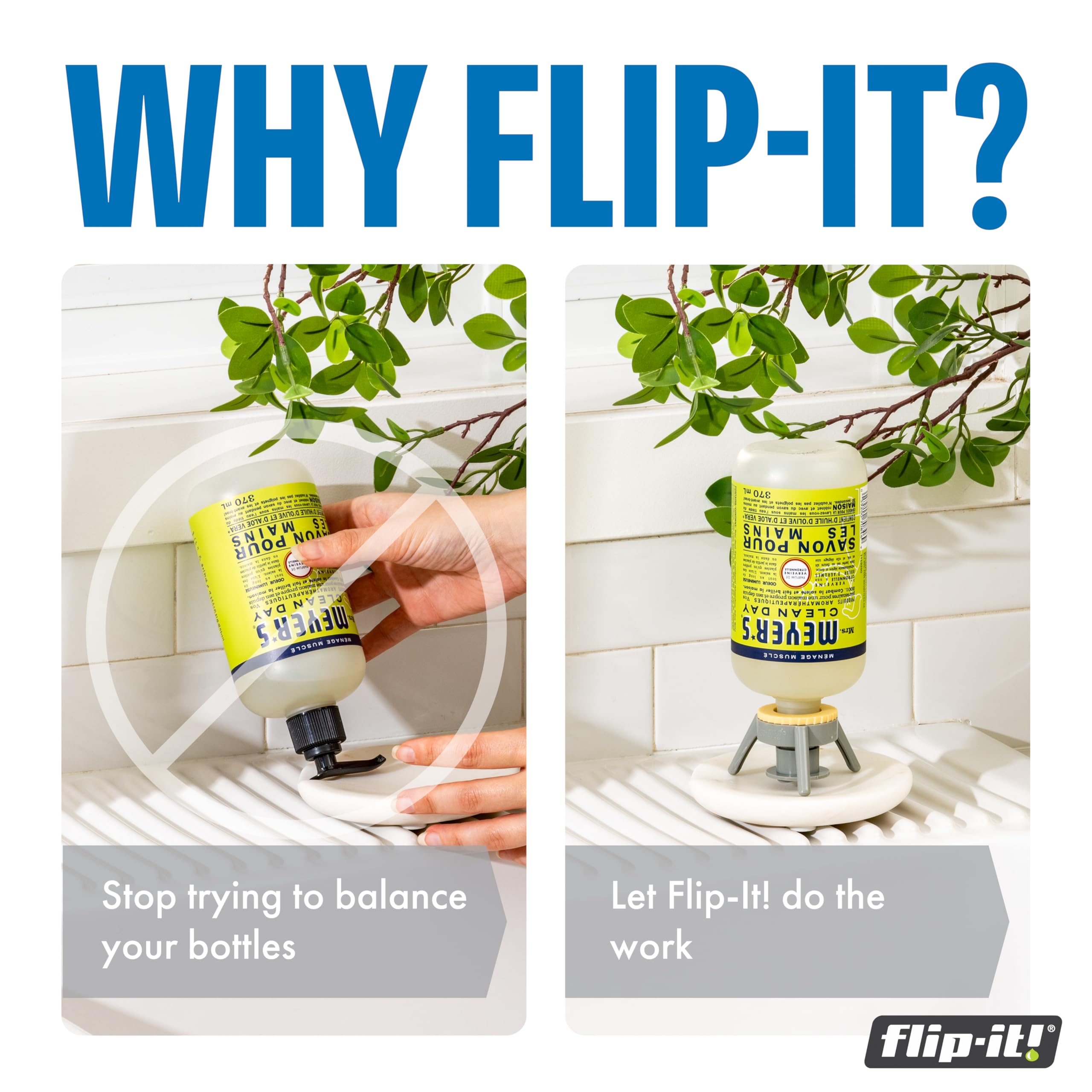 Flip-It! 2-Pack Premium Bottle Emptying Kit – No more wasted product - Fits most plastic bottles – Get out every drop of Shampoos, Lotions, & More – 2 Base Caps, 6 Adapters – Pastel Color Edition