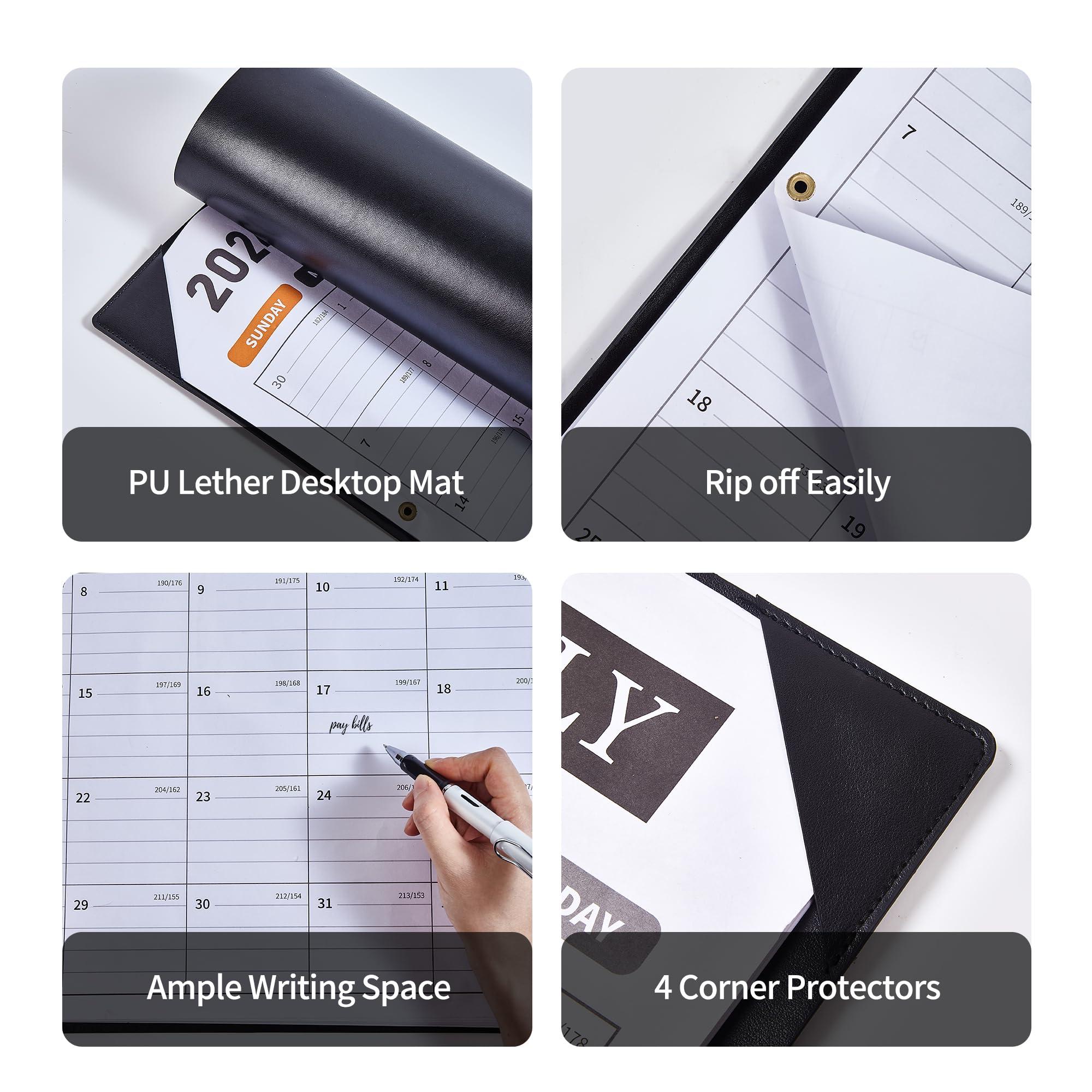 Large Desk Calendar 2025-2026, Calendar with Desk Protecting Pad, Desk Calendar Large 22x17, Runs From July 2025 to December 2026, 18 Months, Big Desktop Calendar for Family Classroom and Office (Black)