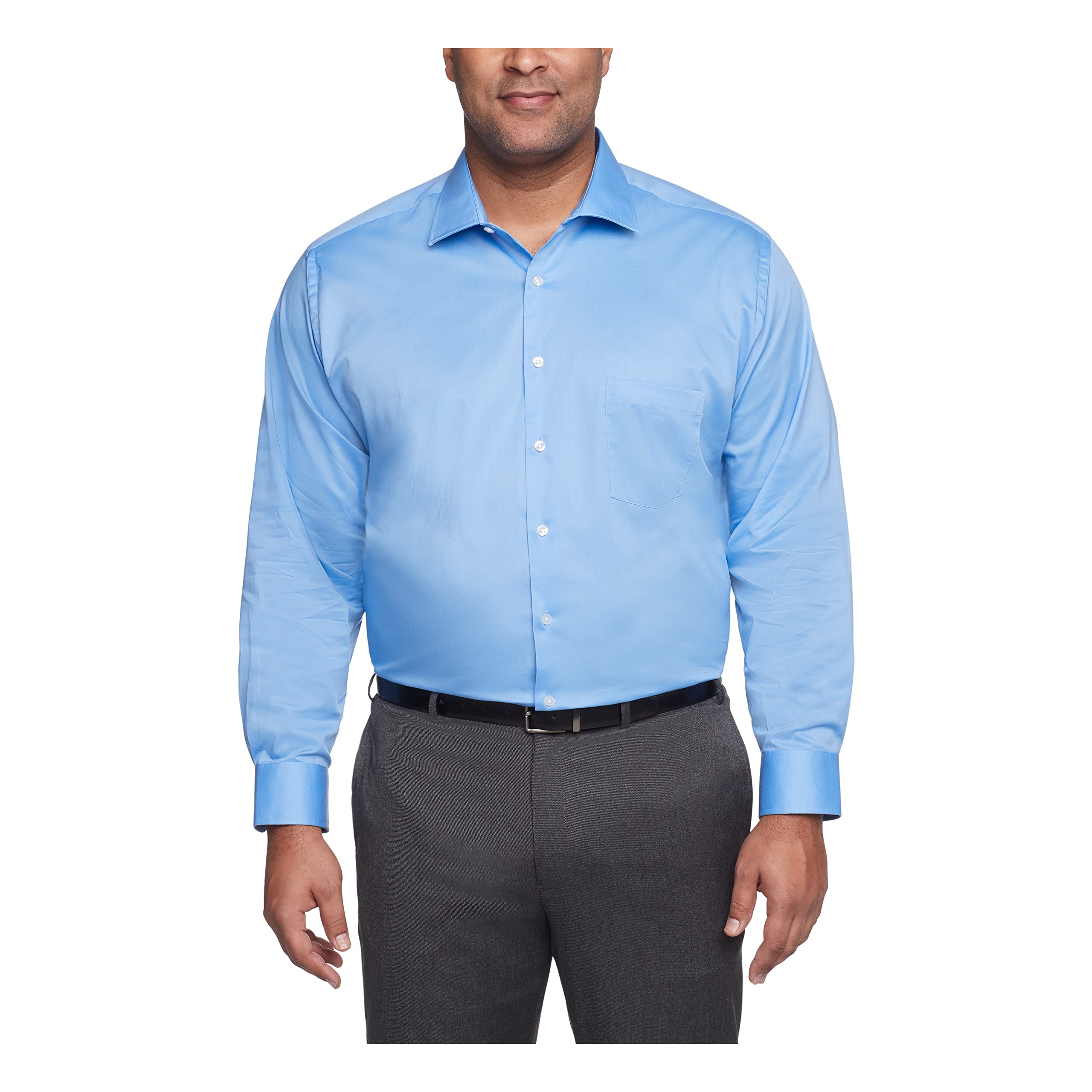 Van Heusen Men's Size FIT Dress Shirt Flex Collar Stretch Solid (Big and Tall), Blue Frost, 20" Neck 37"-38" Sleeve (4X-Large)
