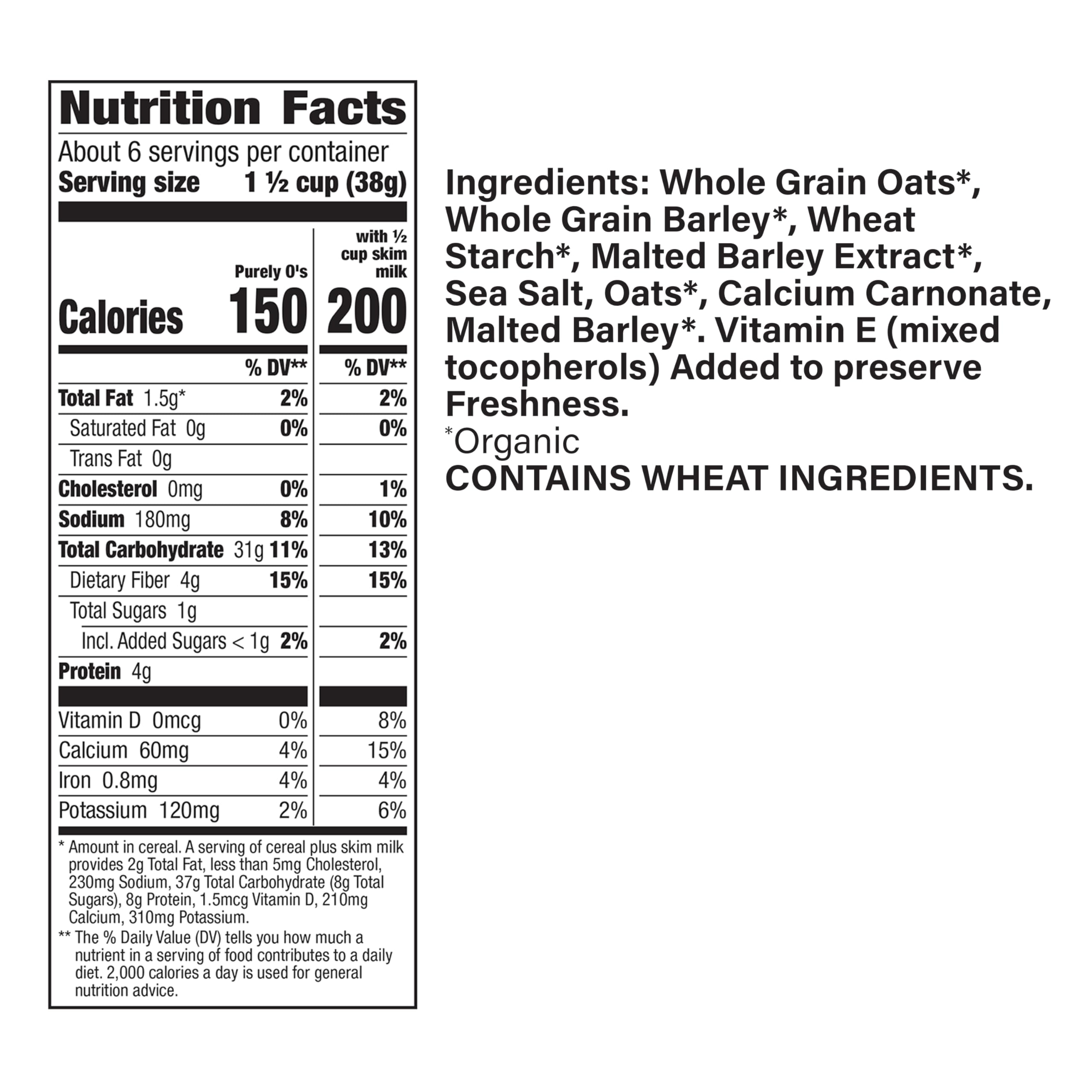 Cascadian Farm Organic Purely O's Cereal, 8.6 ounces