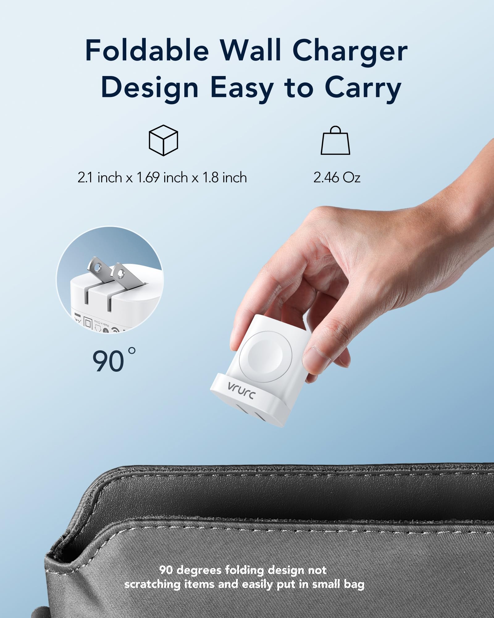 VRURC for Apple Watch Charger, PD 20W Fast Charging Block with Foldable Plug, USB C Wall Charger Power Adapter with Dual Port Compatible with iPhone, Samsung, Android,Tablets-White