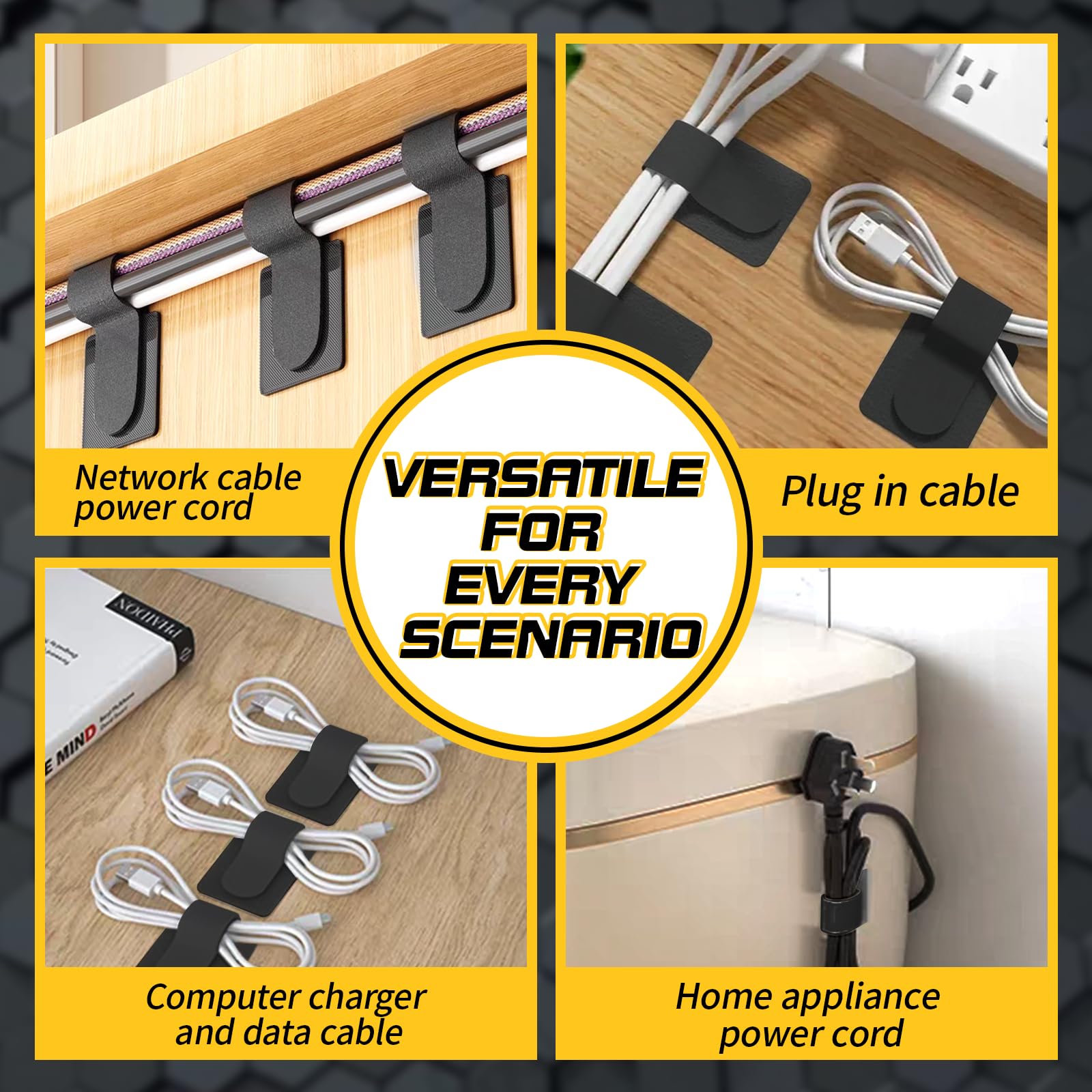 PHIXBEAR 50PCS Hook and Loop Cable Ties, Made of 3M, Sticky-Back Cord Organizer, Adjustable Nylon Wire Organizer, Zip Ties Assorted Sizes 5.9" & 3.54", for Home and Office