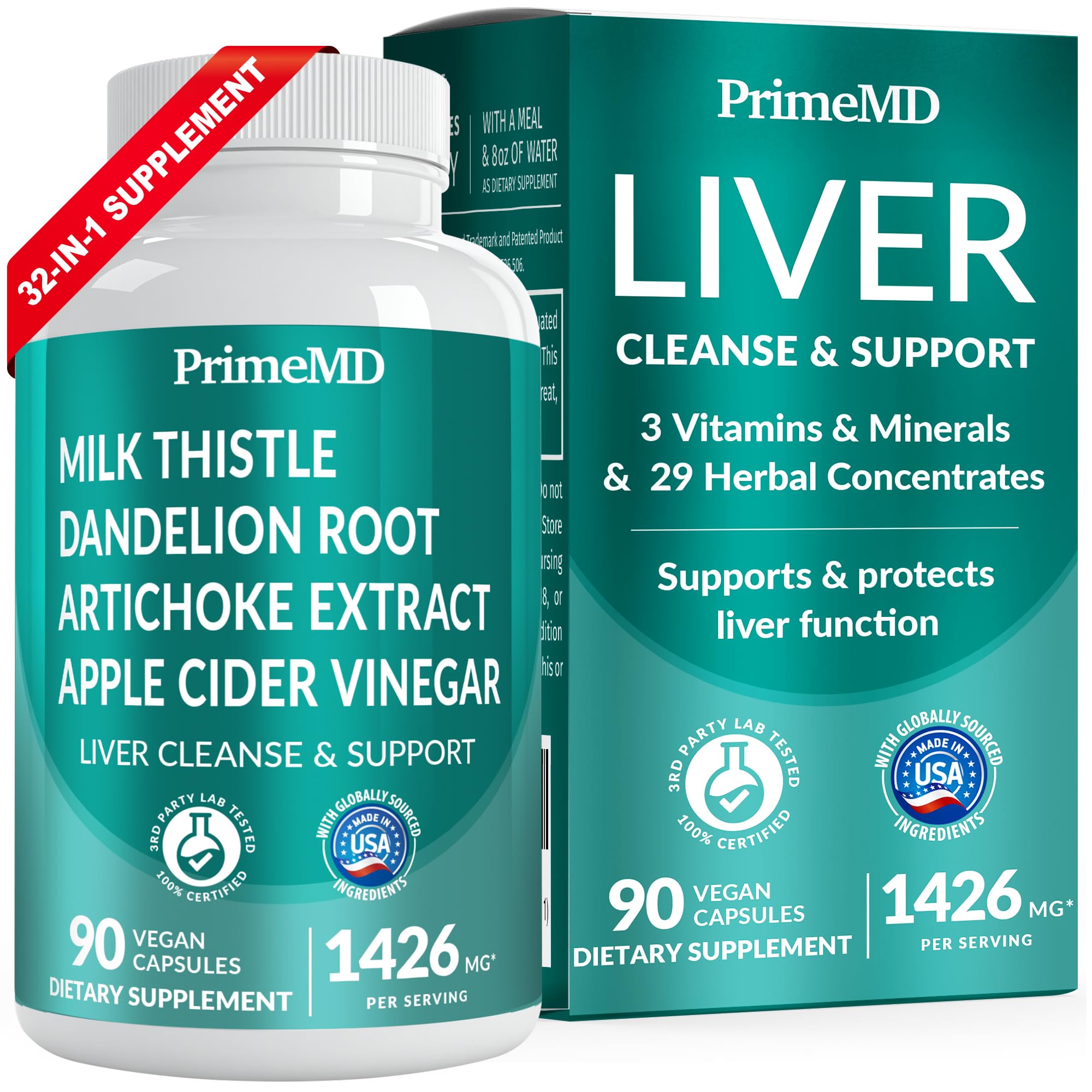 Calcium D3 K2 B12 (1pk) and Liver Support (1pk) Supplement Bundle - Potent Vitamins for Bone, Heart, Liver Function, & Immune Support - Non-GMO, Vegan, Gluten-Free