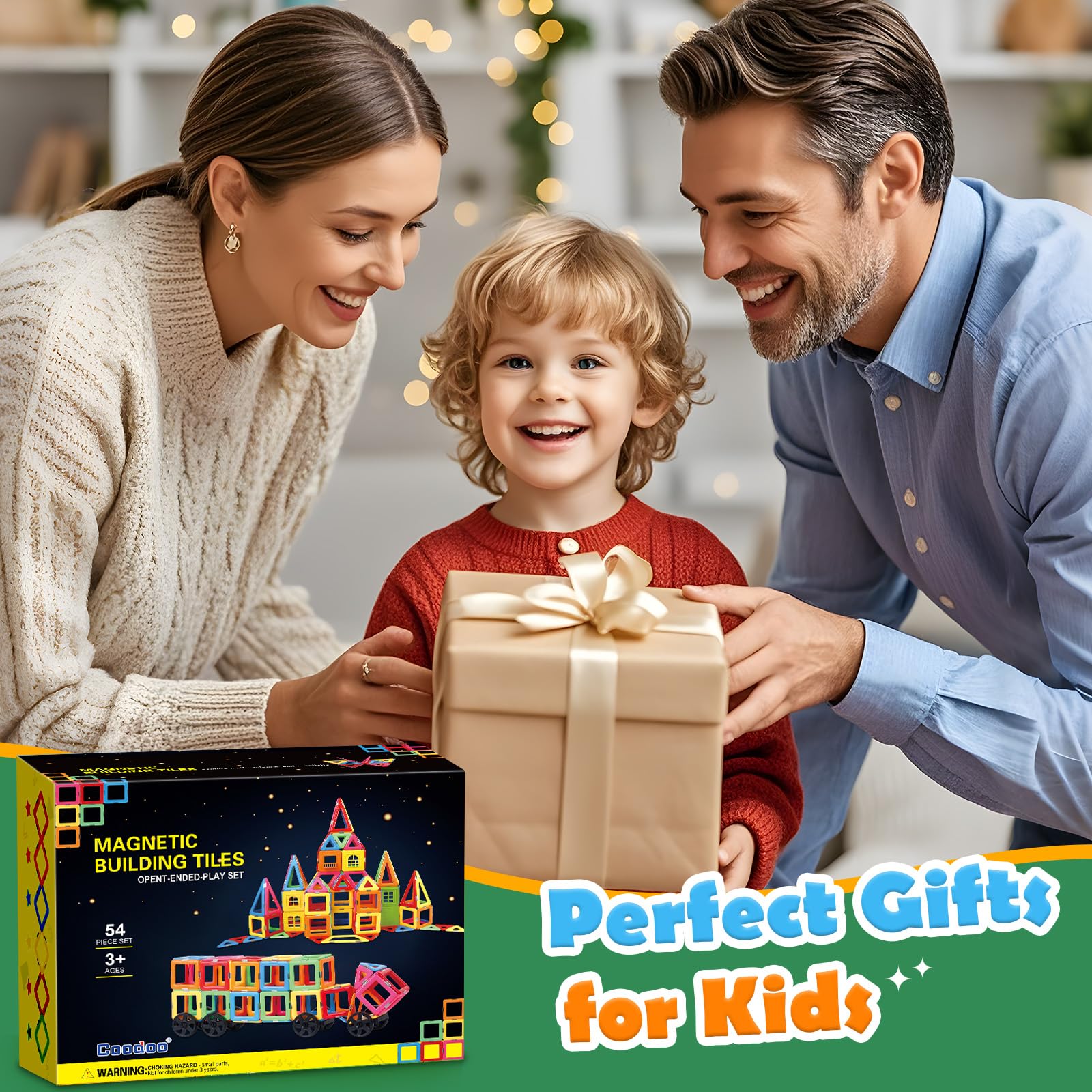 Magnetic Tiles with 2 Cars Toys for 3 4 5 6 7 8+ Year Old Boys Girls, Magnetic Blocks Building Set for Toddlers STEM Creativity Educational Toys for Kids Age 3-6