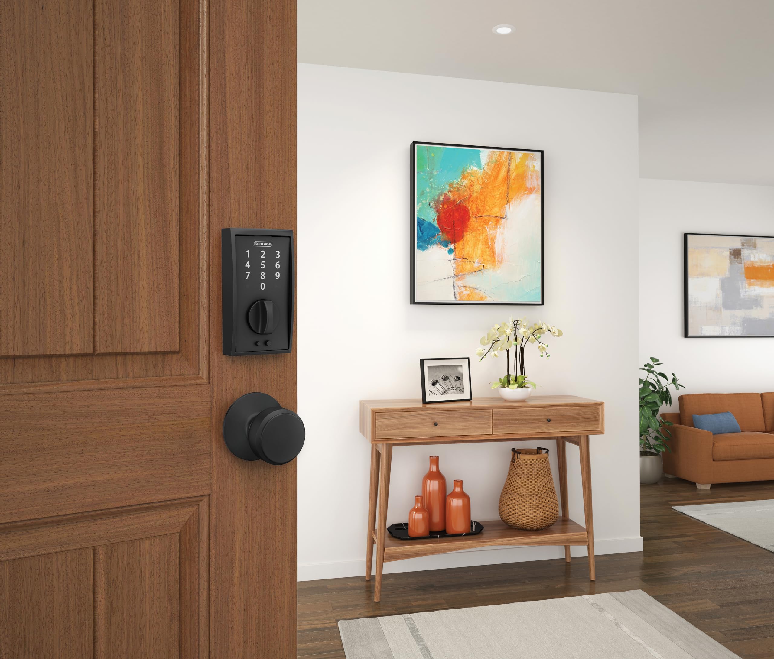 SCHLAGE BE375 CEN 622 Touch Keyless Touchscreen Electronic Deadbolt Lock, Matte Black