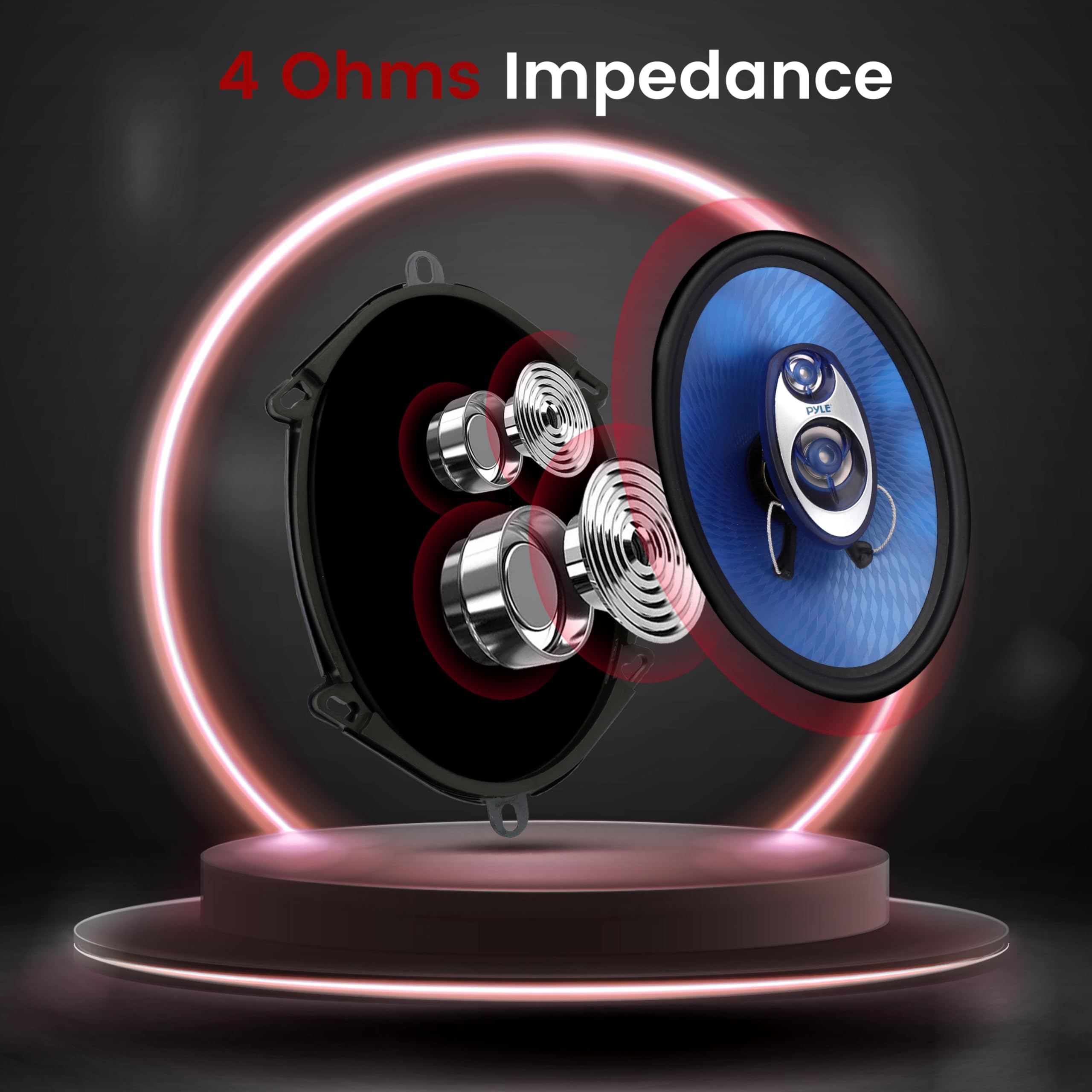 Pyle 5” x 7” Car Sound Speaker (Pair) - Upgraded Blue Poly Injection Cone 3-Way 300 Watts w/Non-fatiguing Butyl Rubber Surround 80-20Khz Frequency Response 4 Ohm & 1" ASV Voice Coil - PL573BL, Apple