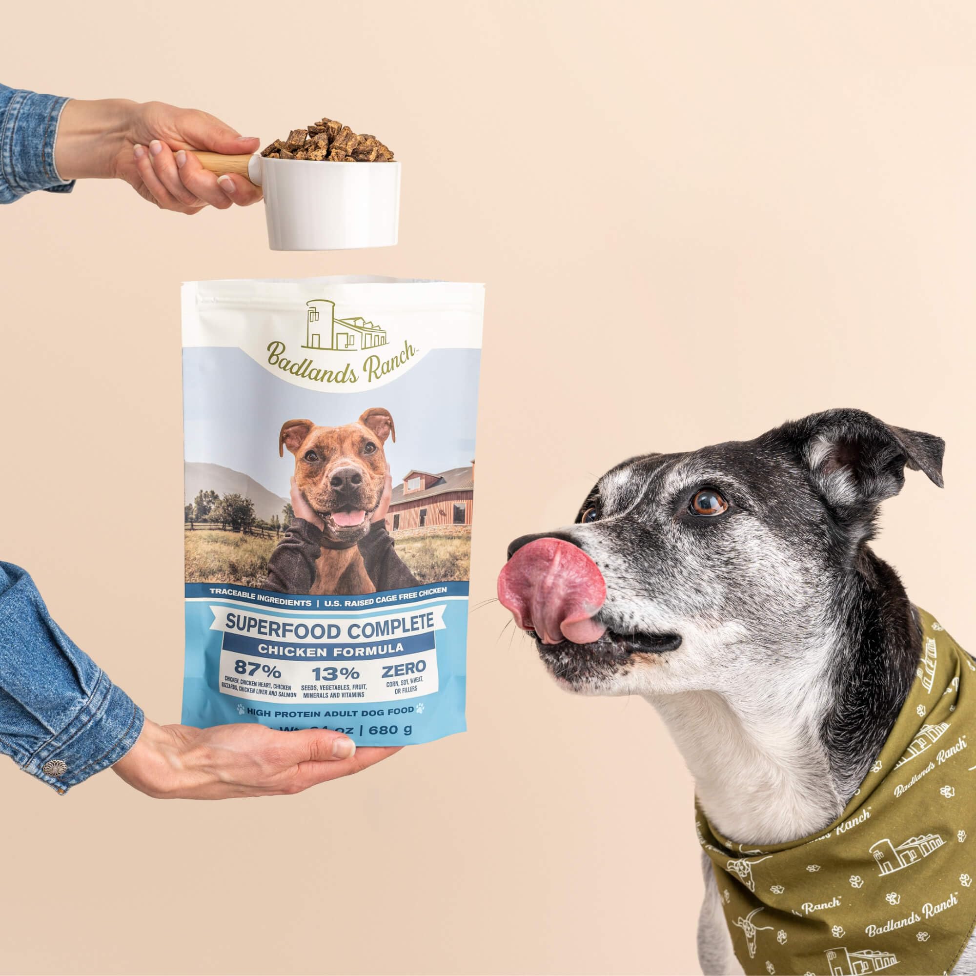 BADLANDS RANCH - Superfood Complete, Air-Dried Adult Dog Food - High Protein, Zero Fillers, Superfood Nutrition by Katherine Heigl (24 oz., Premium Chicken)