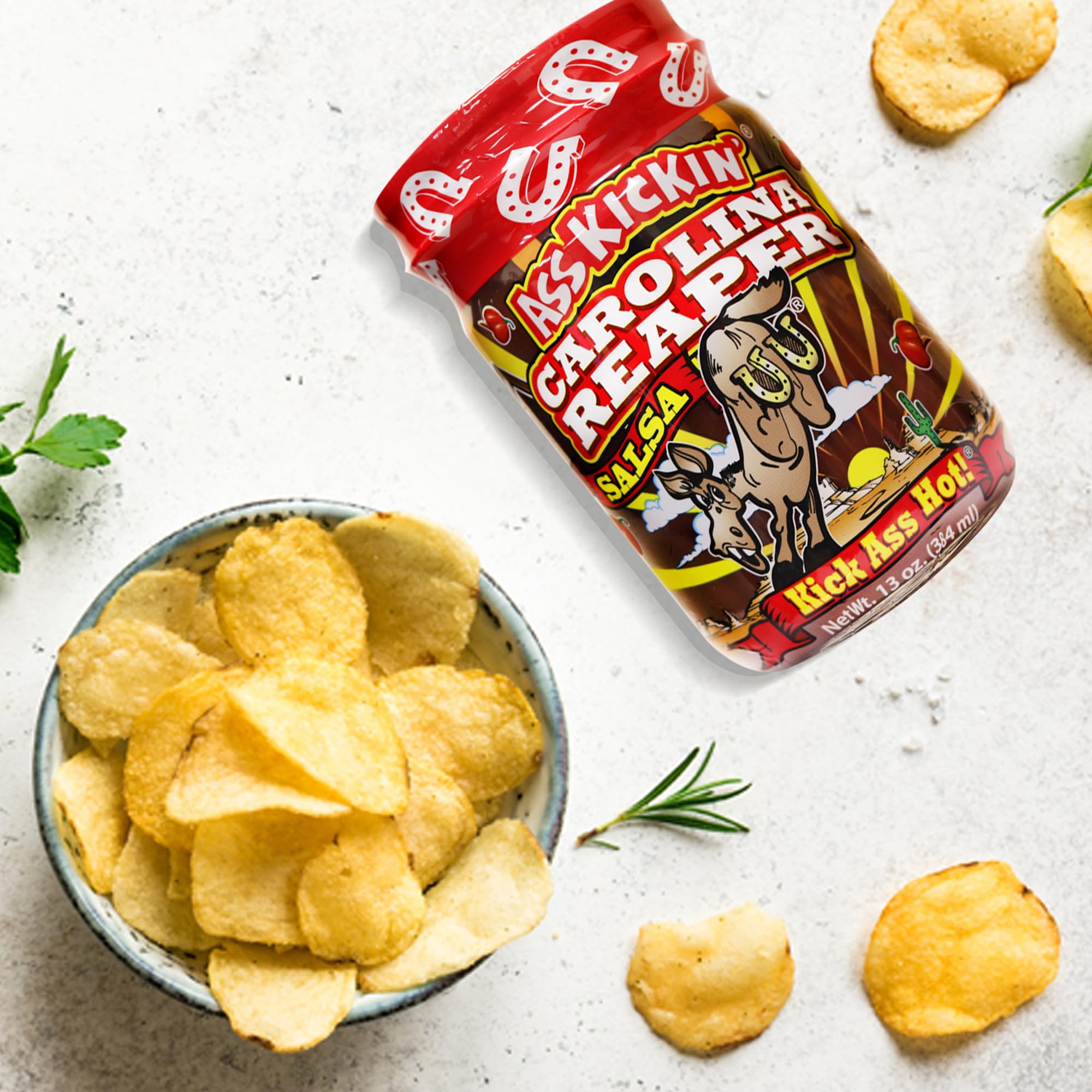 KICKIN' Carolina Reaper Hot Spicy Salsa - 13 oz. - Premium Gourmet Spicy Hot Carolina Reaper Salsa for Tortilla Chips, Veggies, and Breakfast Burritos – Warning - Try if you Dare!