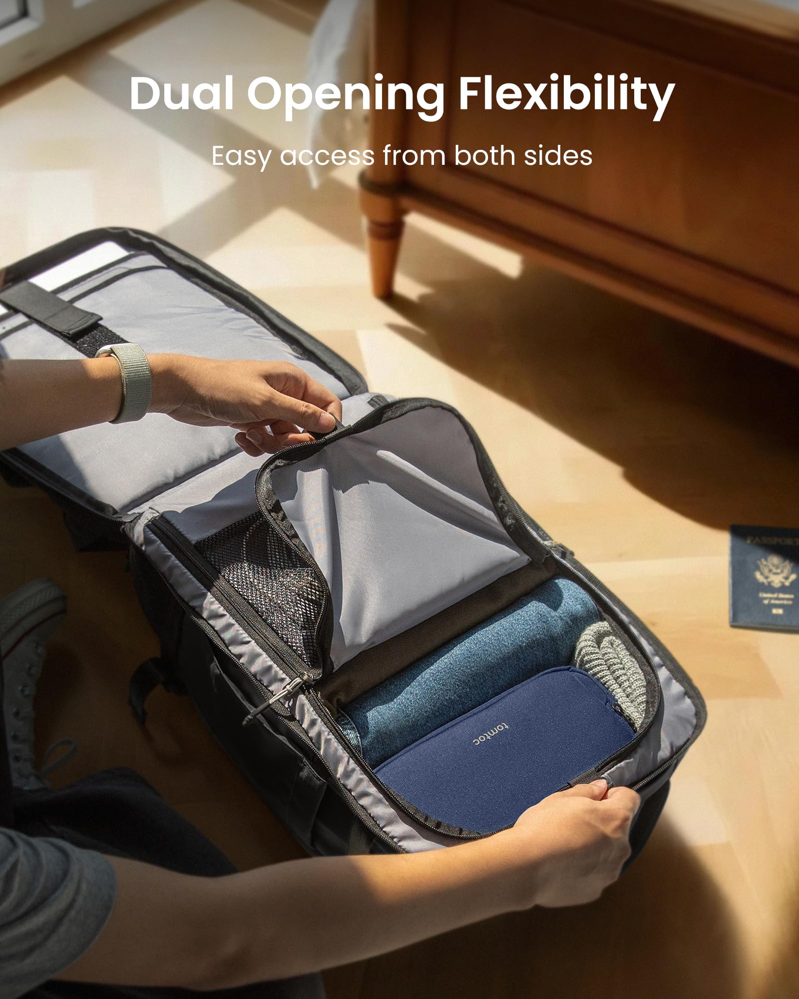 tomtoc Travel Backpack 28L, TSA Friendly Flight Approved Carry-on Luggage, Personal Item Travel Bag, Water-resistant Lightweight Business Rucksack, Durable Bag Fits 16 Inch Laptop