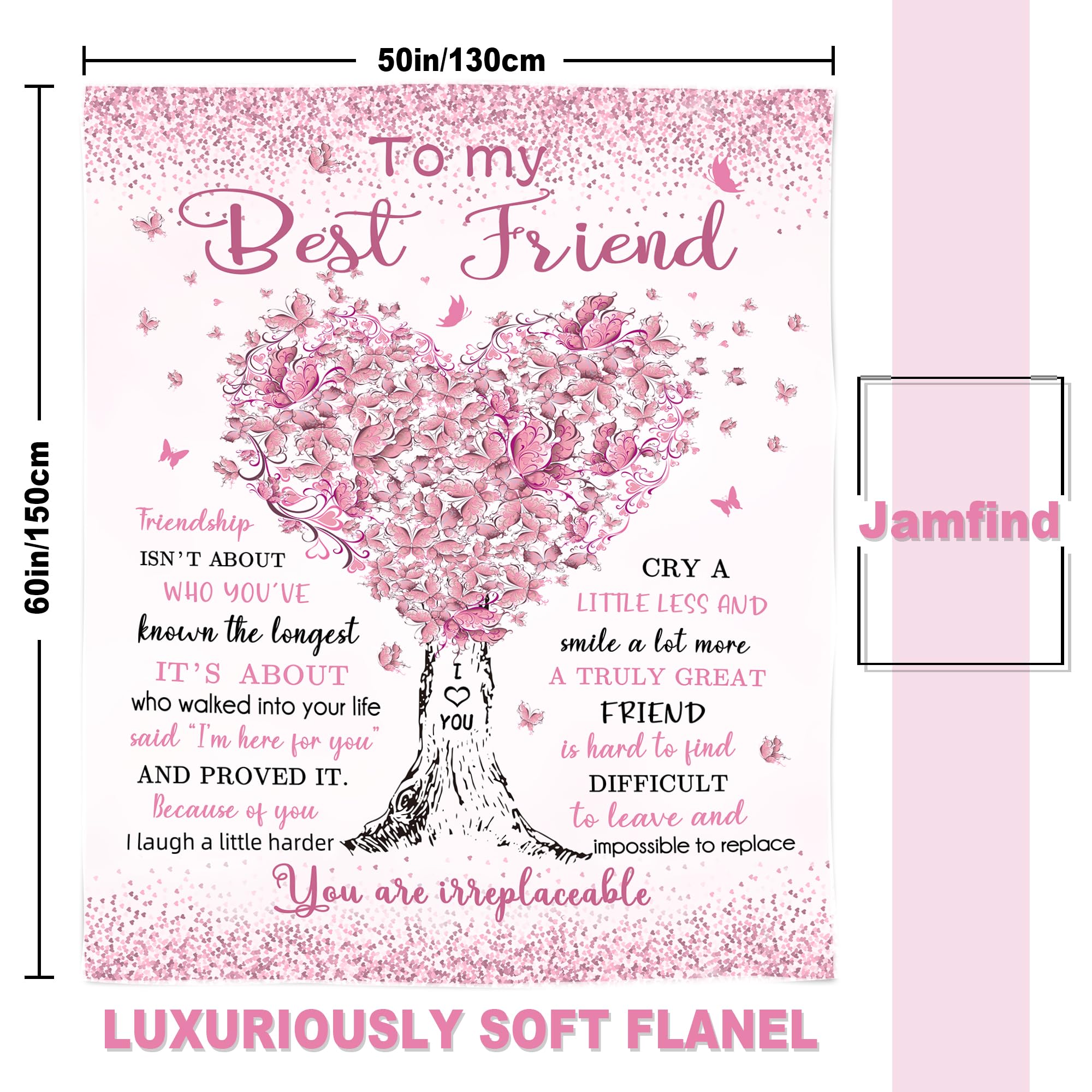 Jamfind Best Friend Birthday Gifts, Gifts for Best Friend Women, Bestie Gifts Blanket 60"x 50", BFF Gifts, Soul Sister Graduation Gifts Ideas for Women, Friendship Unique Gifts, My Best Friend Blanket