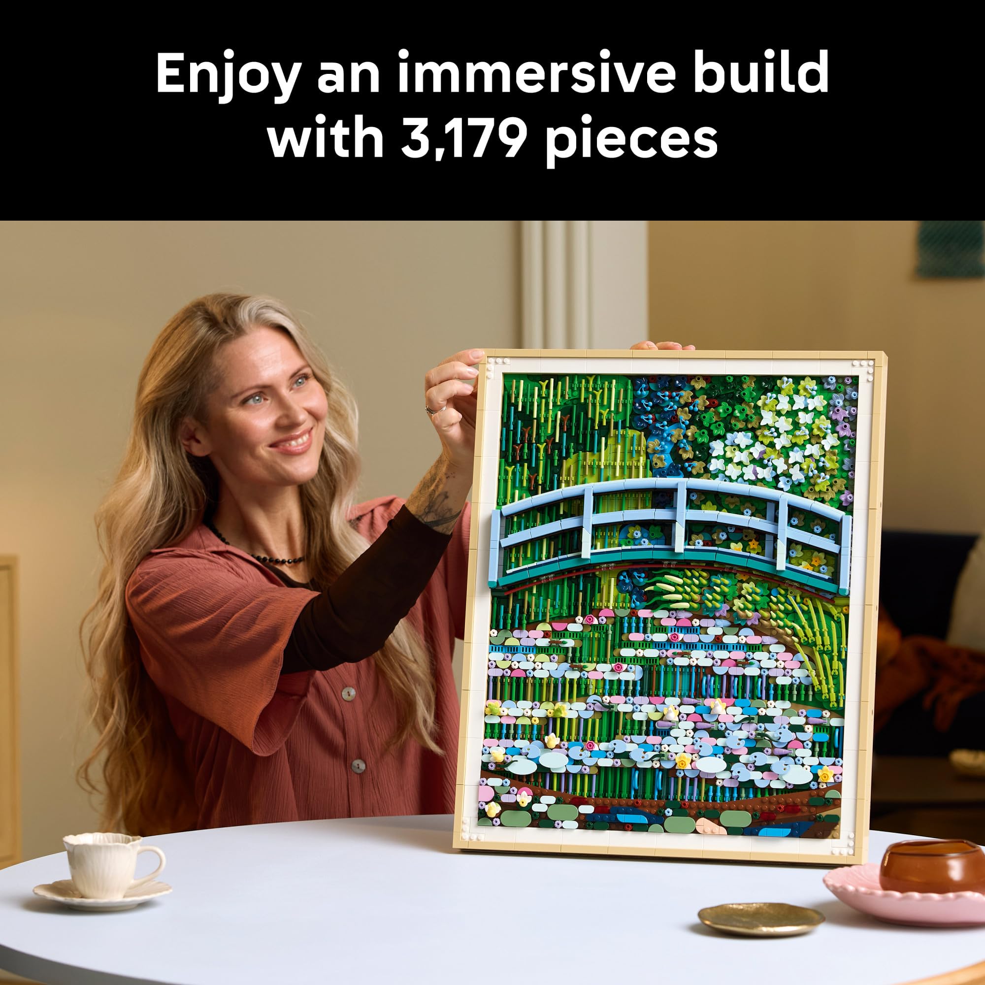 LEGO Art Claude Monet – Bridge Over a Pond of Water Lilies - Building Sets for Adults, Ages 18+ - Wall Decor for Living Room or Home Office - Gift for Women & Men - 31220
