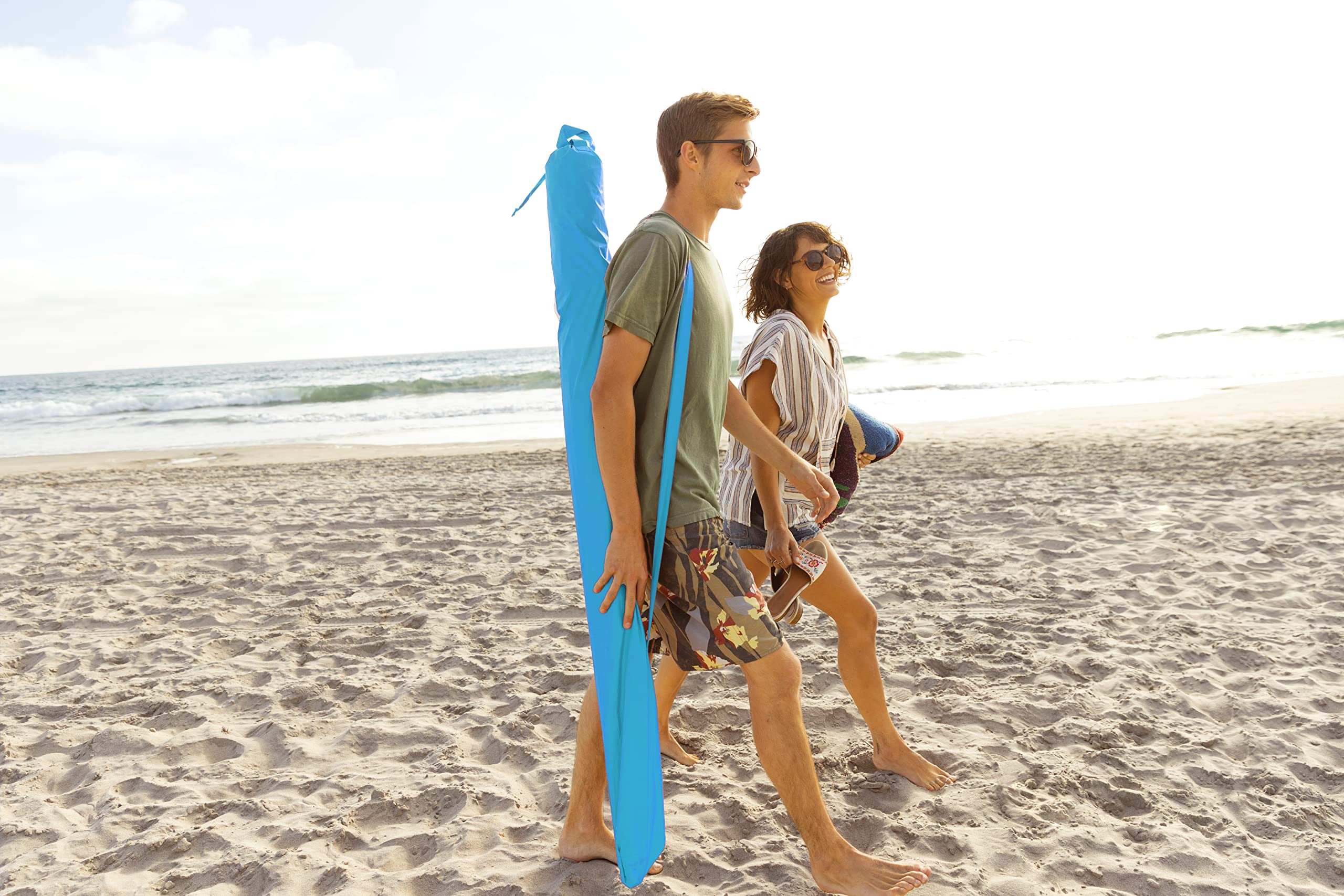 Sport-Brella Premiere UPF 50+ Umbrella Shelter for Sun and Rain Protection (8-Foot), Aqua
