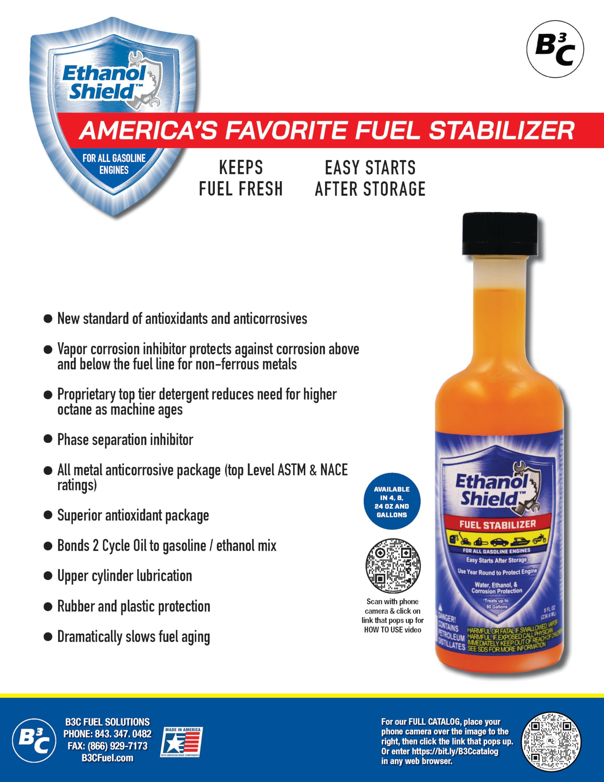 Ethanol Shield Fuel Stabilizer 1 Gallon (128 oz) Prevents Corrosion - Gasoline Treatment That Protects Fuel System- Fuel Saver - Treats up to 1280 Gallons.