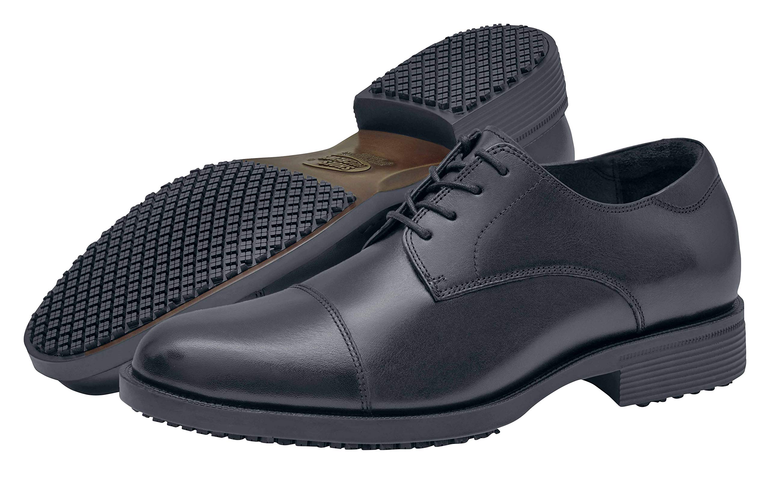 Shoes for Crews Senator, Men's Soft Toe Uniform Dress and Work Shoes, Slip Resistant, Water Resistant, Black, Size 8 Wide