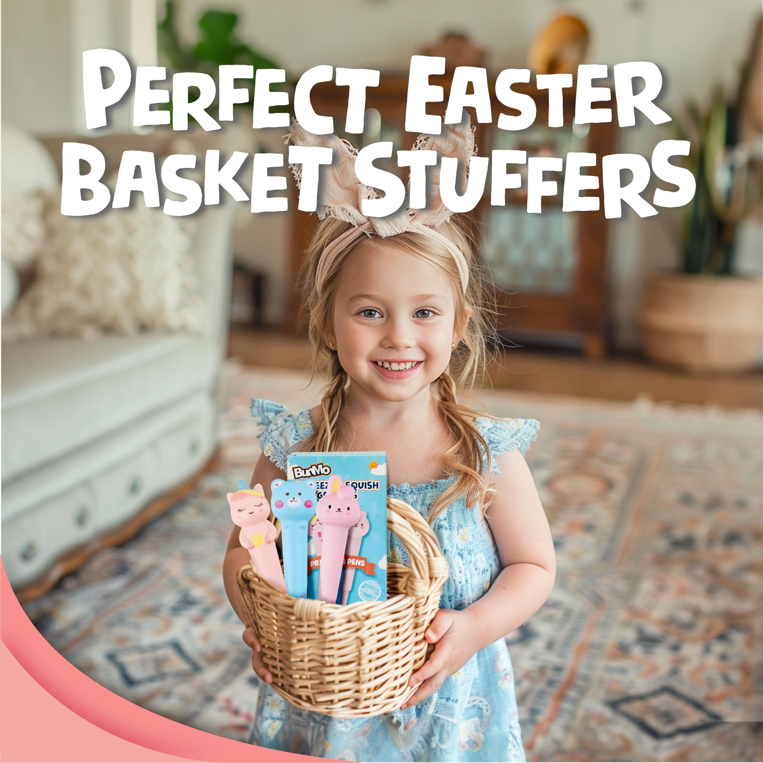 BUNMO Bundles Squishy Pens & Stretchy Strings - 3 pens 6 Refills - 6pk Super Sensory Monkey Stretch Noodles - Kids Stationary & Pens for Girls - Toys for Kids