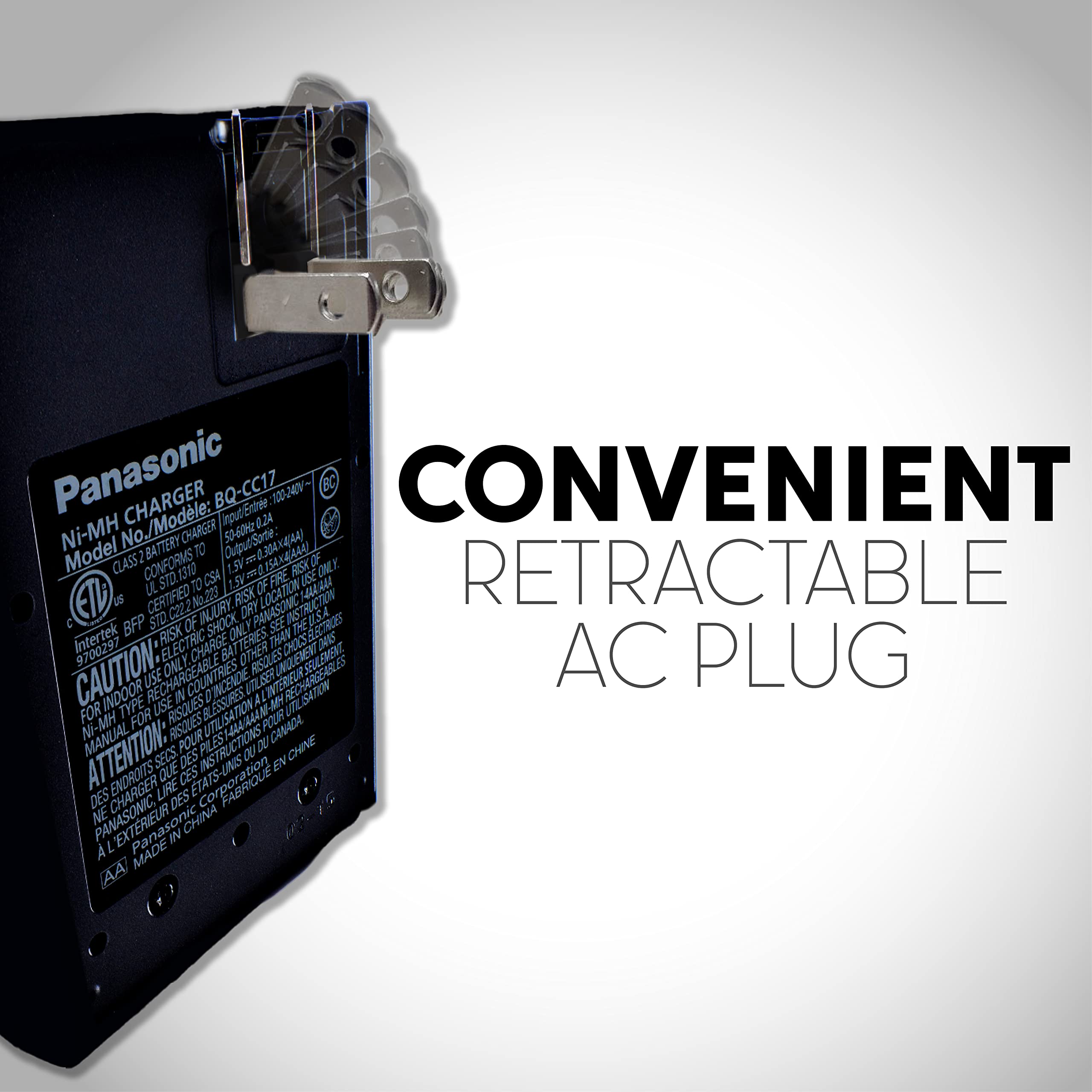 Panasonic BQ-CC17KSBA eneloop Advanced Individual Battery Charger with 4 LED Charge Indicator Lights, Black