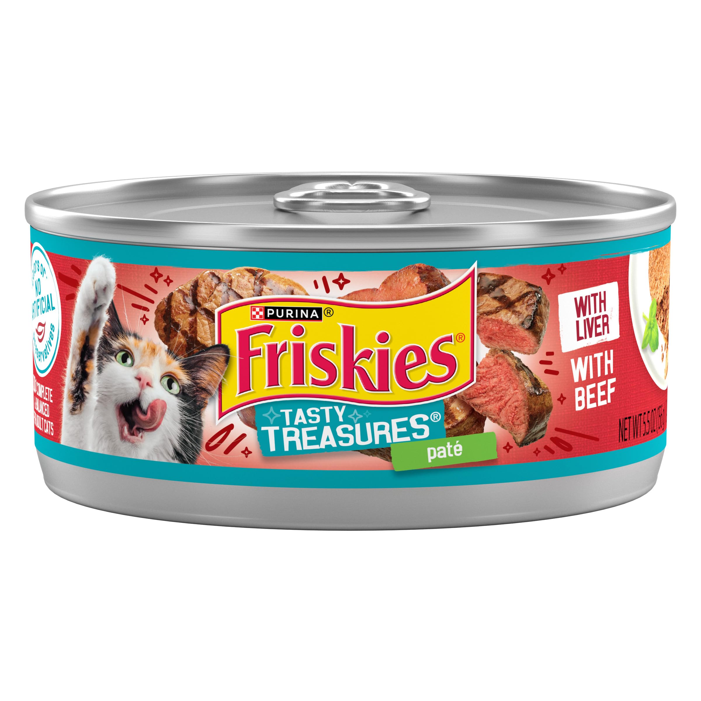 Purina Friskies Wet Cat Food Tasty Treasures Pate With Liver and Beef - (Pack of 24) 5.5 oz. Cans
