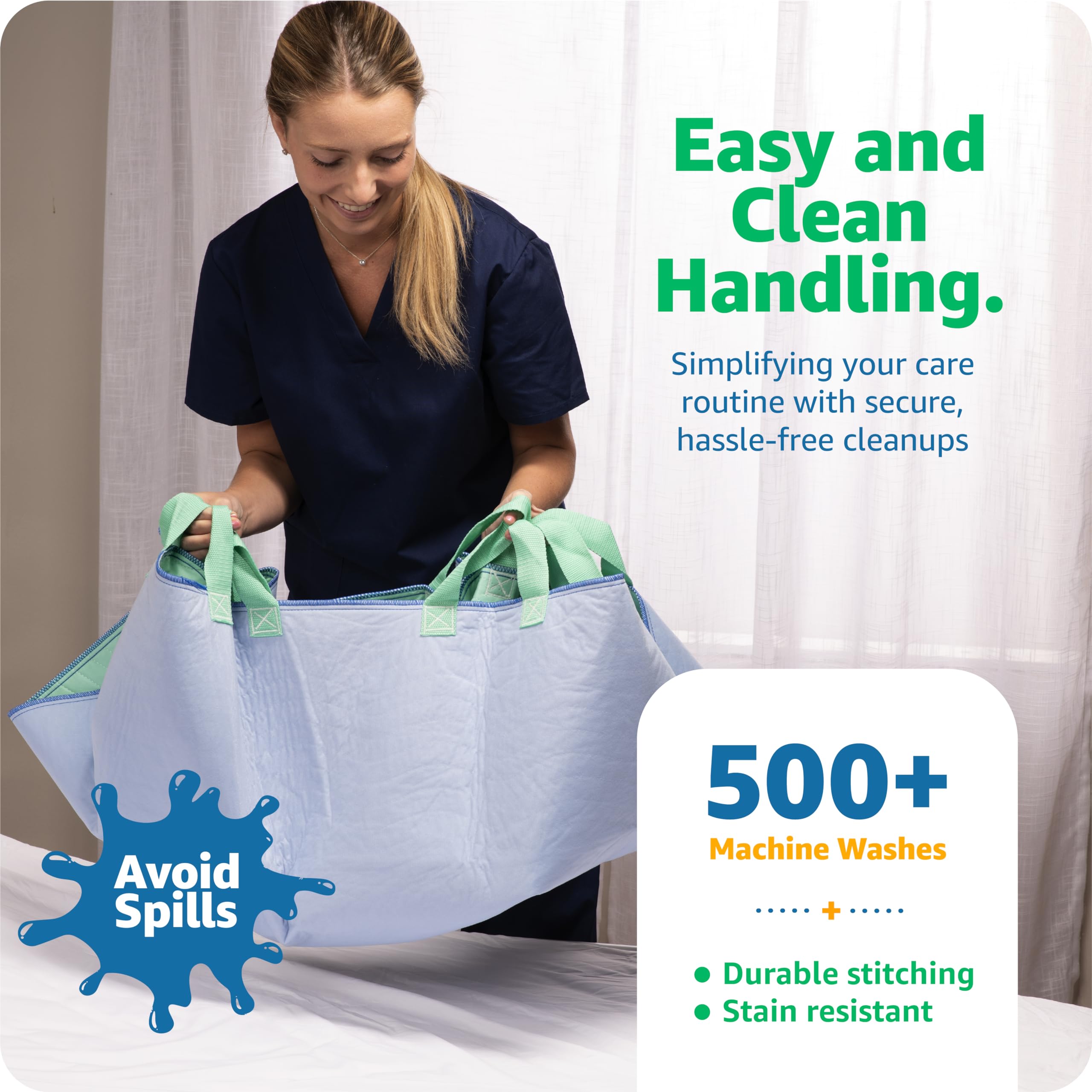Improvia Transfer Board Bed Pad with Handles – Quick-Drying, 6-Handle Washable, Waterproof, Reusable Pad for Elderly, Bedridden, Transfer, Repositioning, Incontinence, & Mattress Protection, 34x36 In.