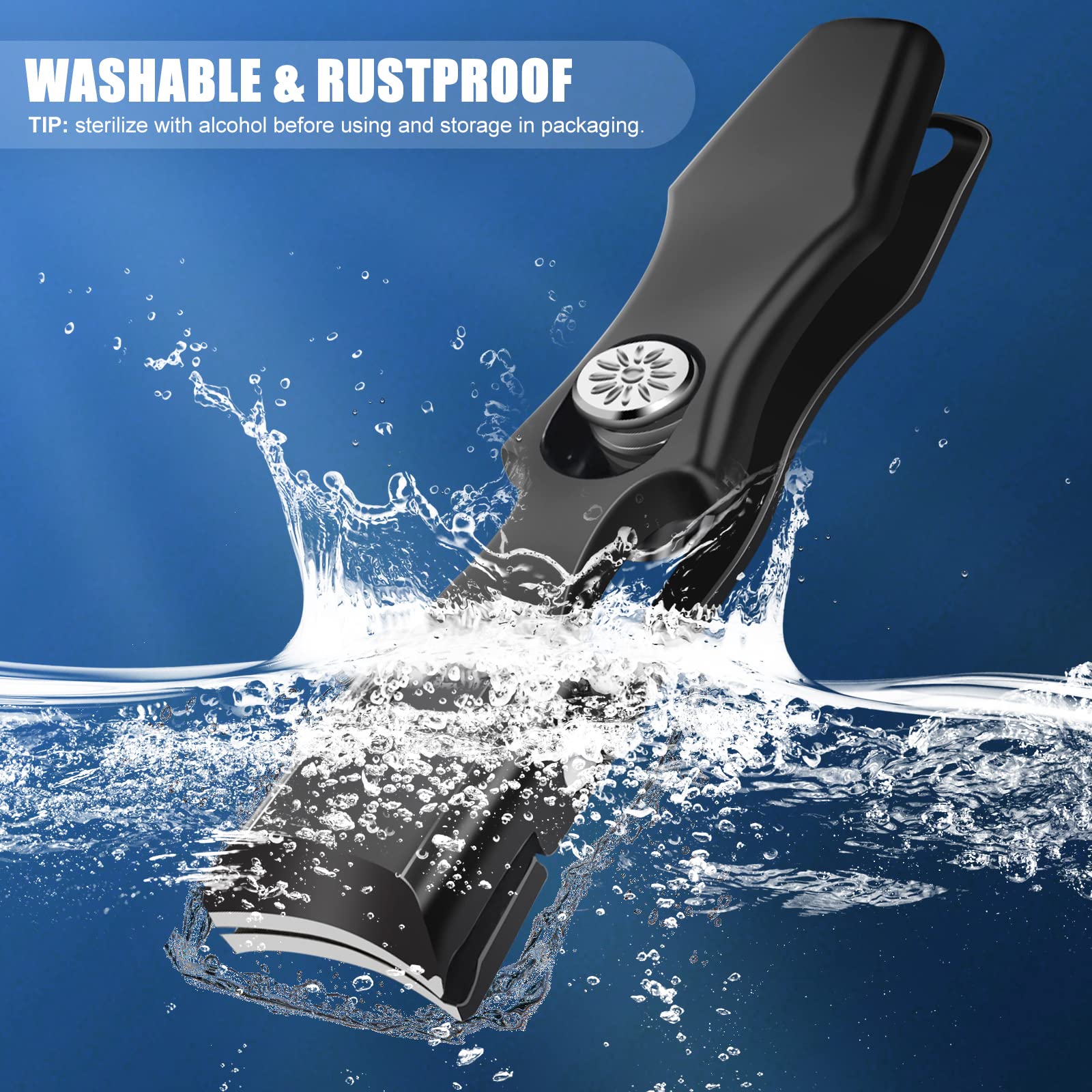 German Nail Clippers for Men Thick Nails, Large Wide Jaw Opening Toenail Clippers for Seniors with Catcher - Heavy Duty Stainless Steel No Splash Fingernail Clippers Cutter w Storage