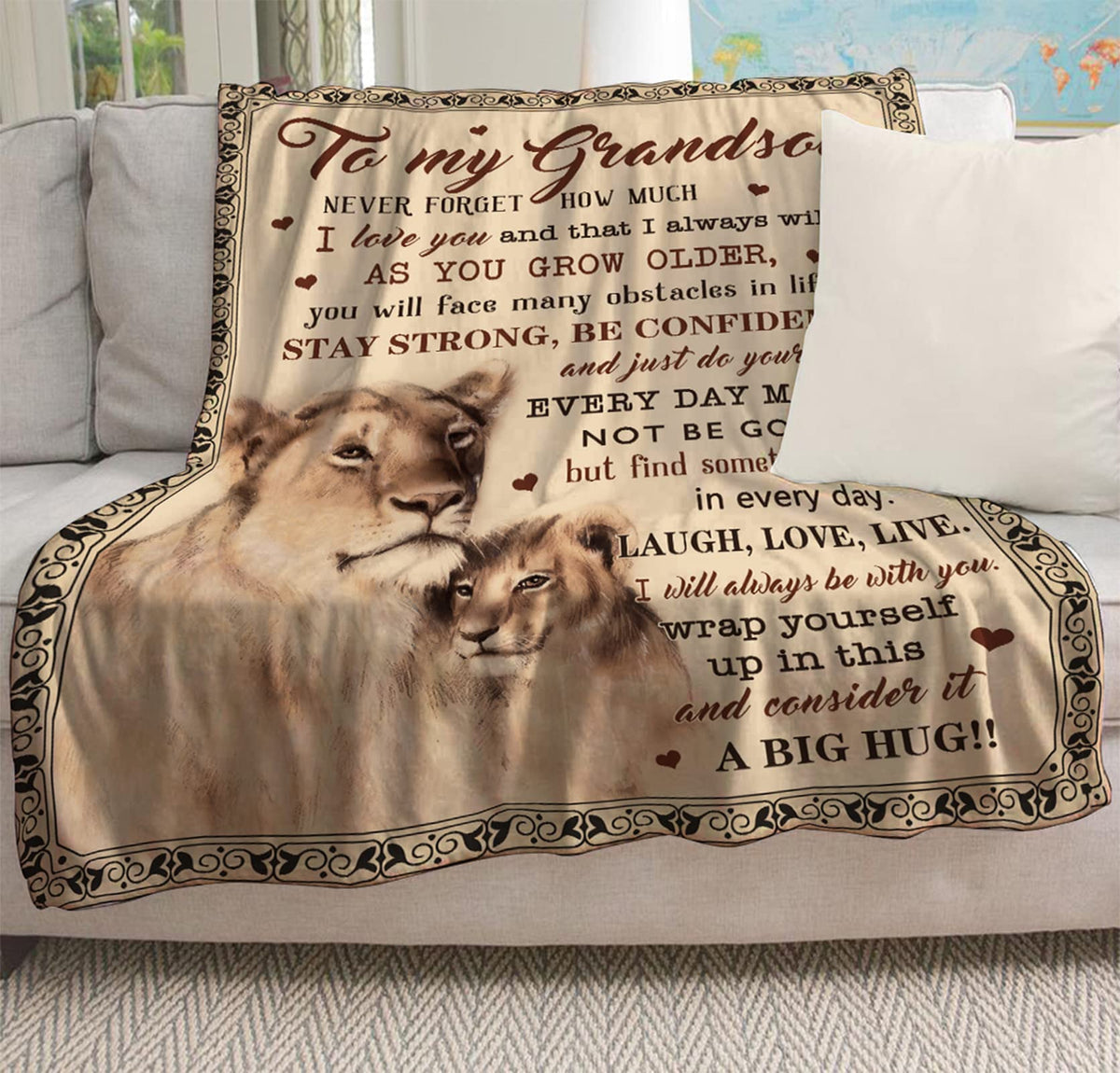 Muxuten Grandson Gifts Blanket - Grandson Gifts from Grandma - Gifts for Grandson - Grandson Gifts from Grandpa/Nana - Grandson Birthday Gift - Graduation Party Gift Ideas Decor Throw Blankets 60"X50"