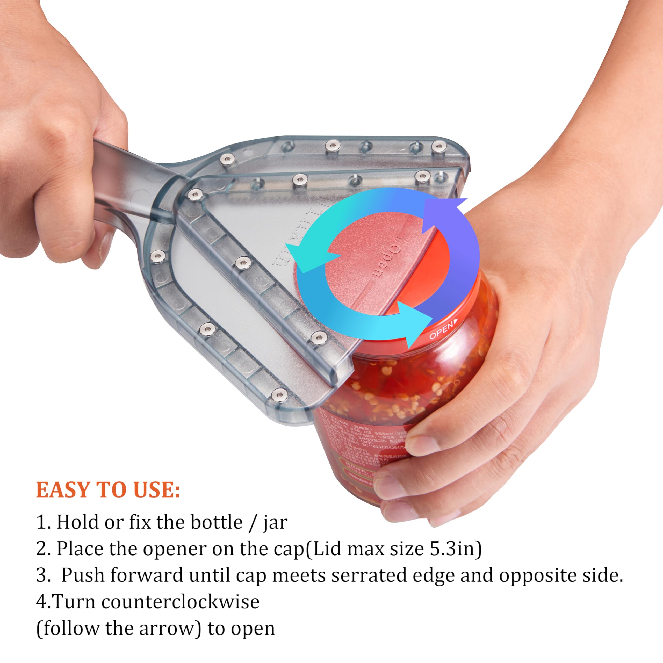 Uinxan Jar Opener for Weak Hand & Seniors with Arthritis,Easy Twist Off Bottle Caps,Patent | Unique Kitchen Gadgets,Handheld Lid Top Open for Elderly/Women/Men (Blue)
