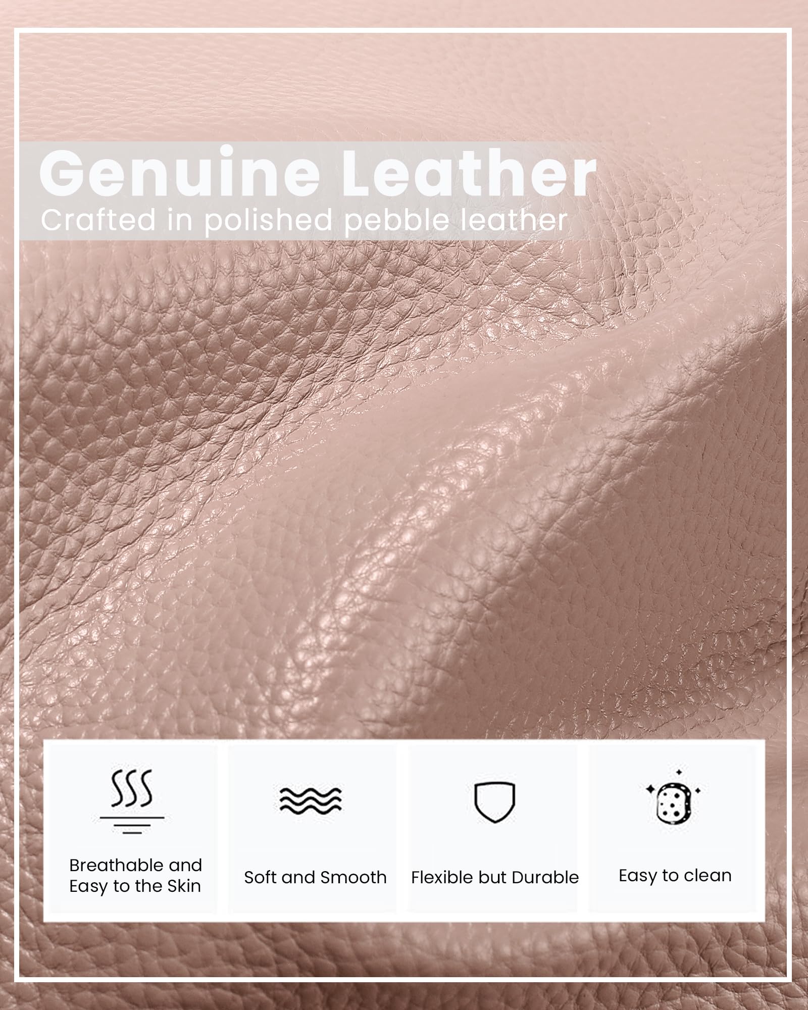 befen Nude Pink Genuine Leather Small Crossbody Bags for Women Cellphone Purses Shoulder Bag with RFID Blocking Card Slots