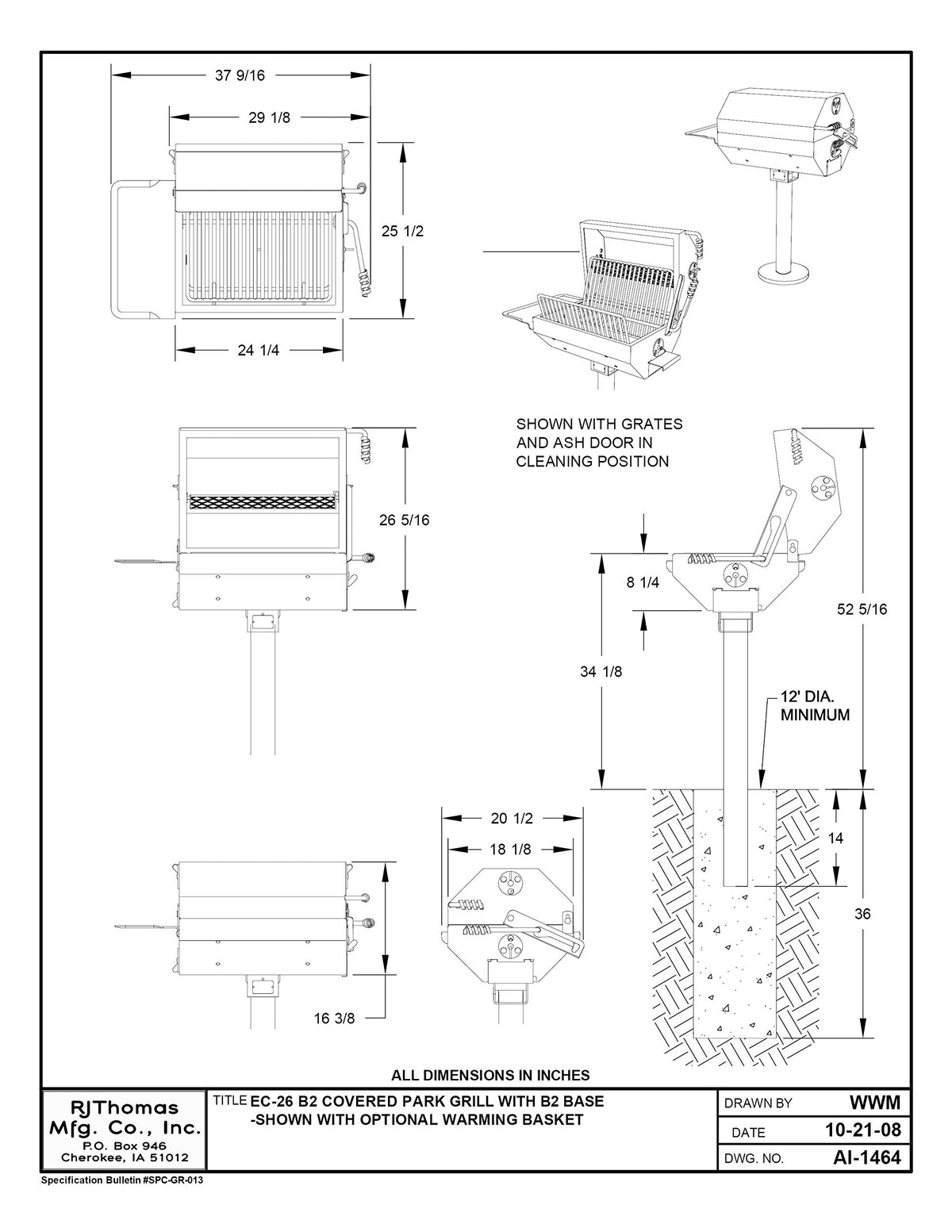 Pilot Rock Steel Covered BBQ Grill - 19in. x 22in. Model Number EC-26/S B2