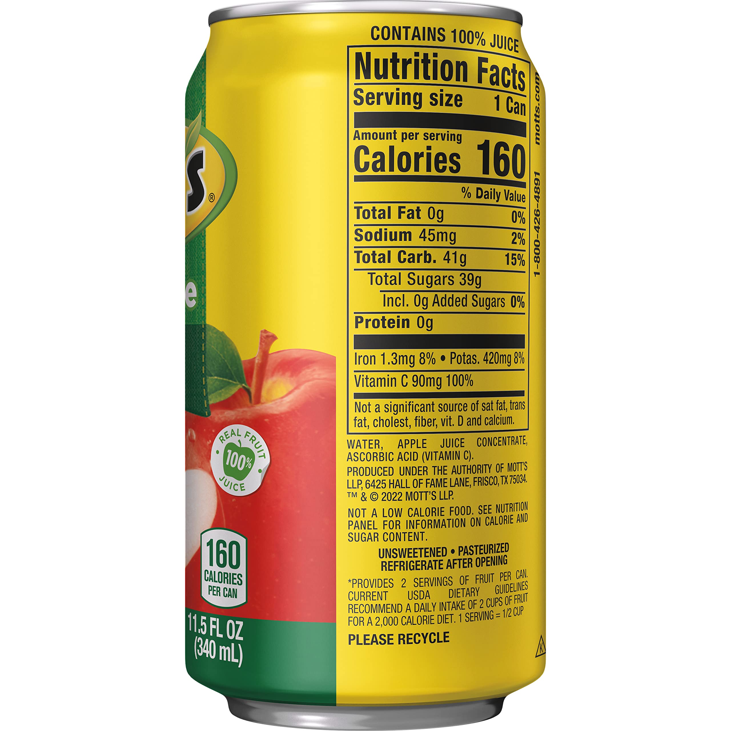 Mott's 100% Original Apple Juice, 11.5 fl oz can
