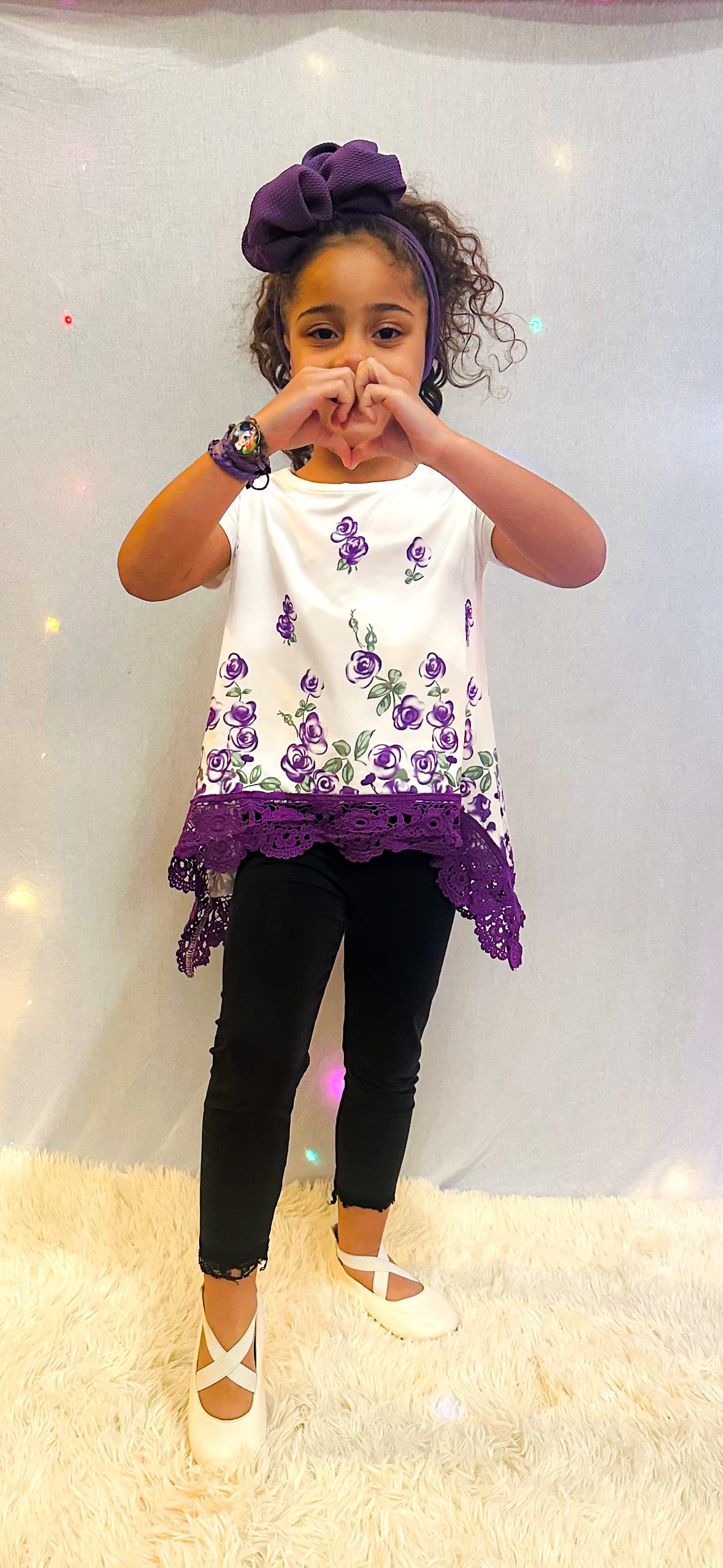 storeofbaby Loose Tee Shirts for Big Girls, Big Kid Floral Casual Blouse for Leggings