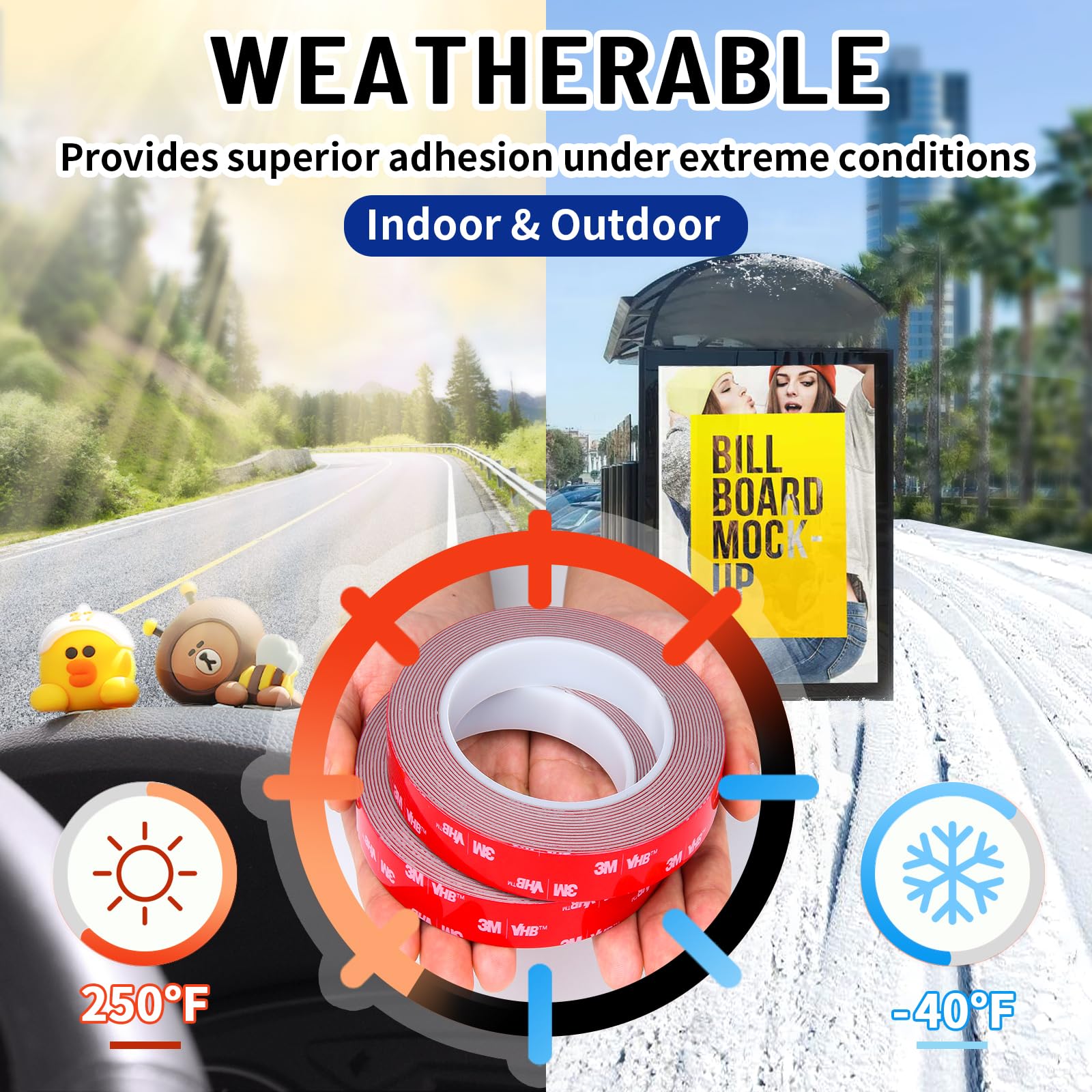 PHIXBEAR Super Strong Adhesive Tape, Made of 3M VHB, Automotive Double Sided Tape,Heavy Duty Mounting Molding Tape fits Car Trim, 2 Pack 0.6Inx15Ft