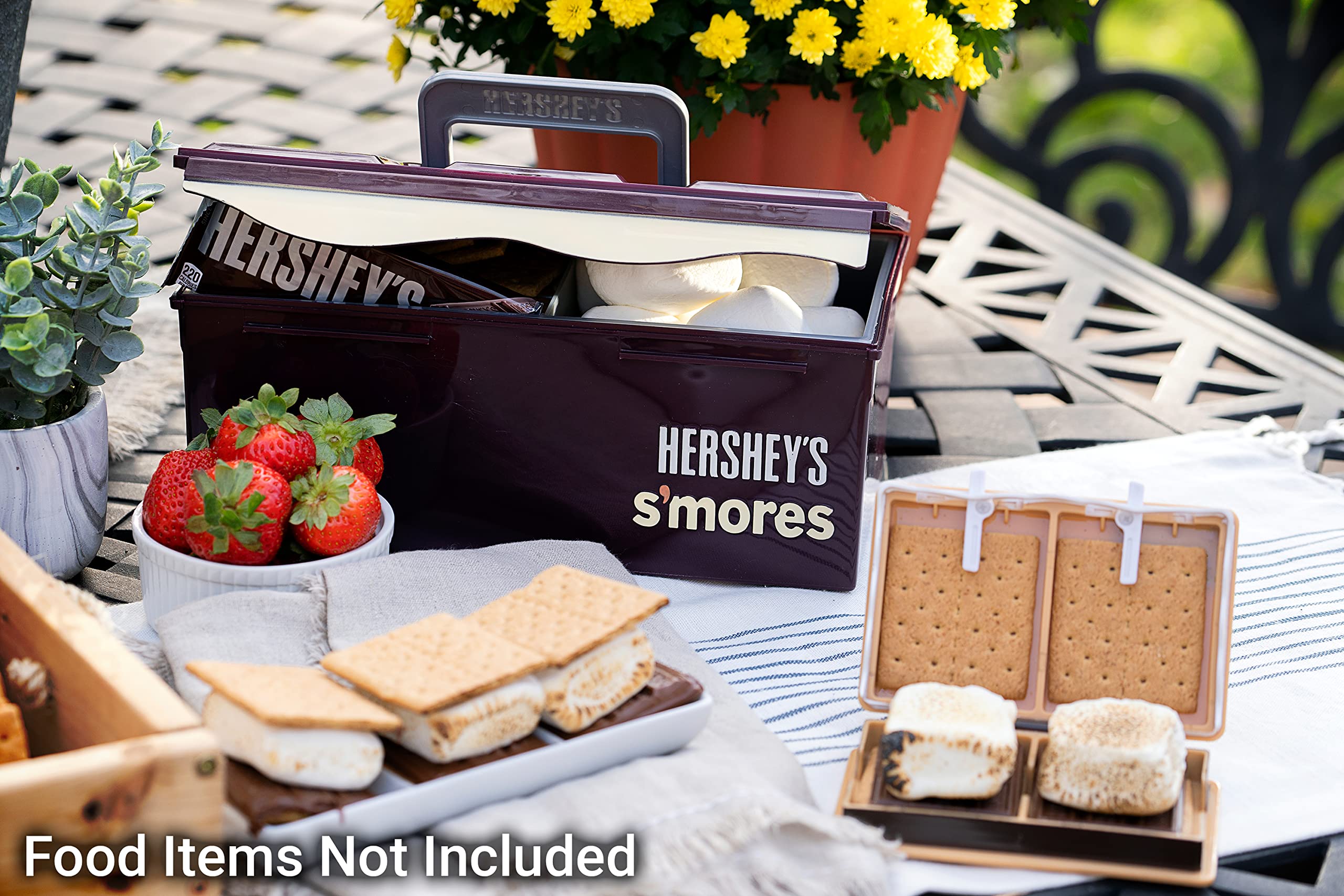 Mr. Bar-B-Q Hershey's S'mores Caddy Tray Organizer, FOOD ITEMS NOT INCLUDED, Store All Essentials for Making S'mores On The Go for Picnics, Tailgating with Removable Tray & Carrying Handle 00262HSY