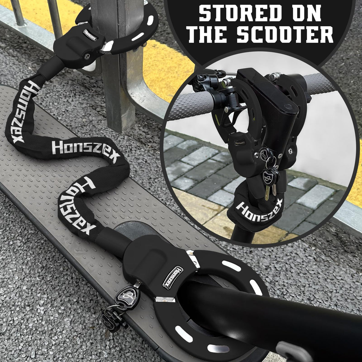 Honszex Scooter Lock, Bike Locks High Security with Key, 36.22inch Multi-Color Heavy Duty Bike Lock Chain, Accessories for e-Bikes & e-Scooters, Lock for Bicycle, E-Bike, Electric Scooter