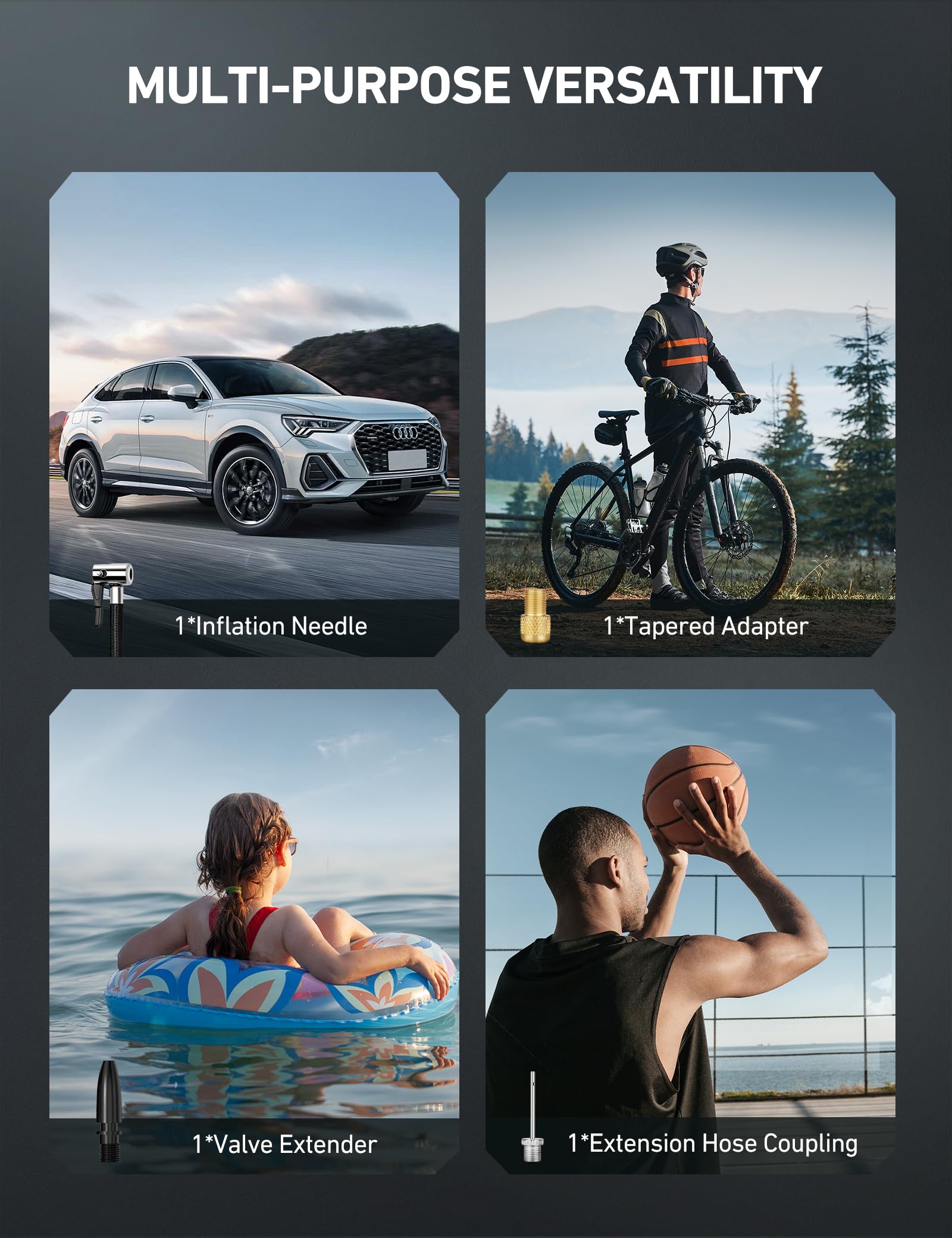 AstroAI Tire Inflator Air Compressor Cordless Car Tire Pump with 20V Rechargeable Li-ion Battery 150 PSI Portable Handheld Air Pump with 12 V Car Power Adapter for Cars Motorcycles LS40791(C1) Yellow