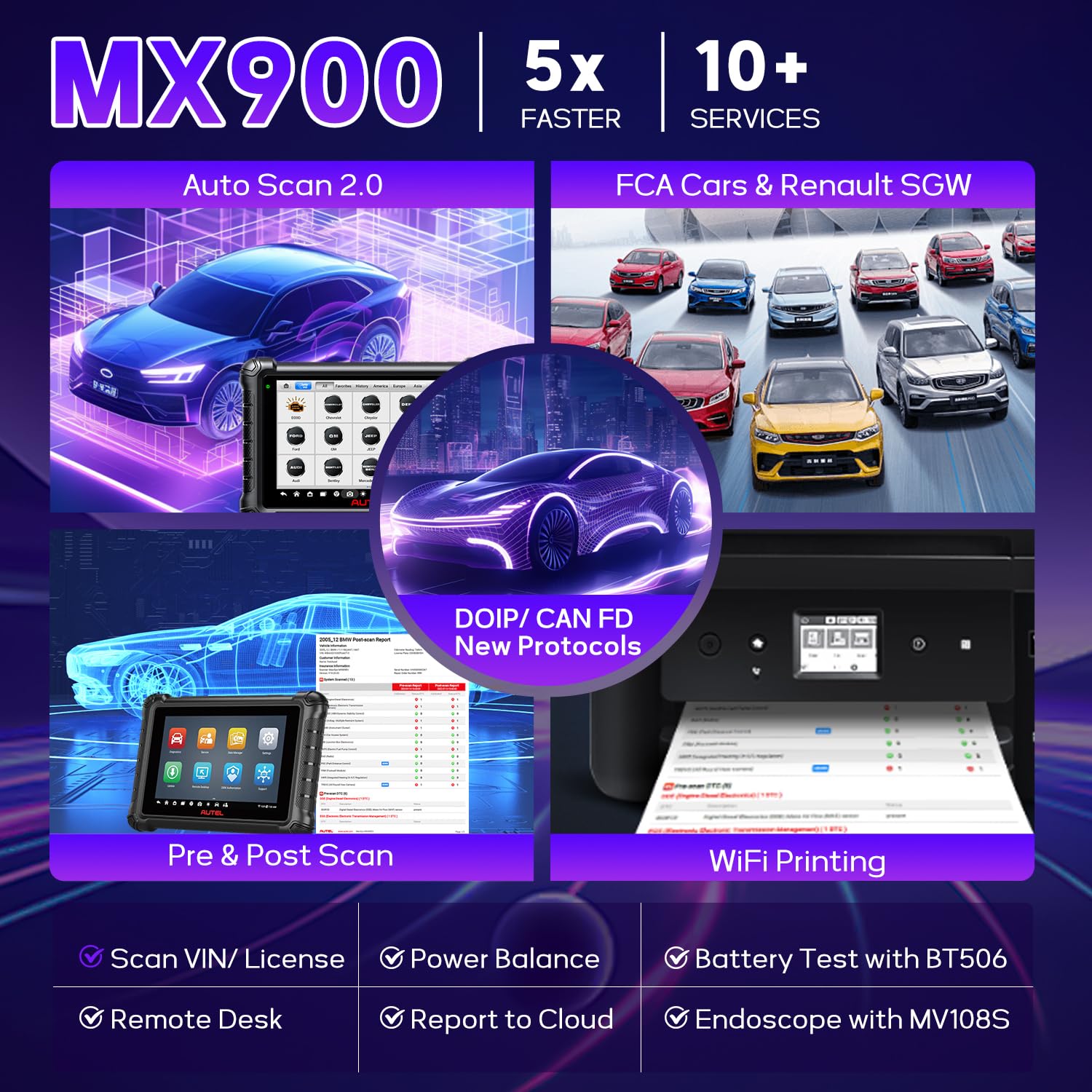 Autel MX900, Autel Scanner, 40+ Function, All System, CAN FD/Do IP, OE All System Scan, No-IP Limited, Upgrade MK808S MK808BT MX808S MK808Z Same as MK900, 3000+ Active Tests