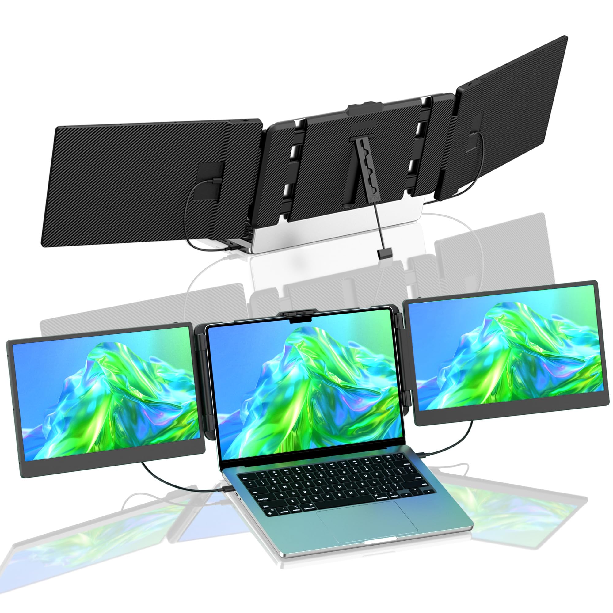 MarsMyth Laptop Screen Extender 14 inch, Full HD Display Laptop Monitor Extender (1920 x 1080), IPS Panel Triple Screen Laptop Monitor Extender, HDMI/USB C Plug and Play Portable Monitor for Laptop