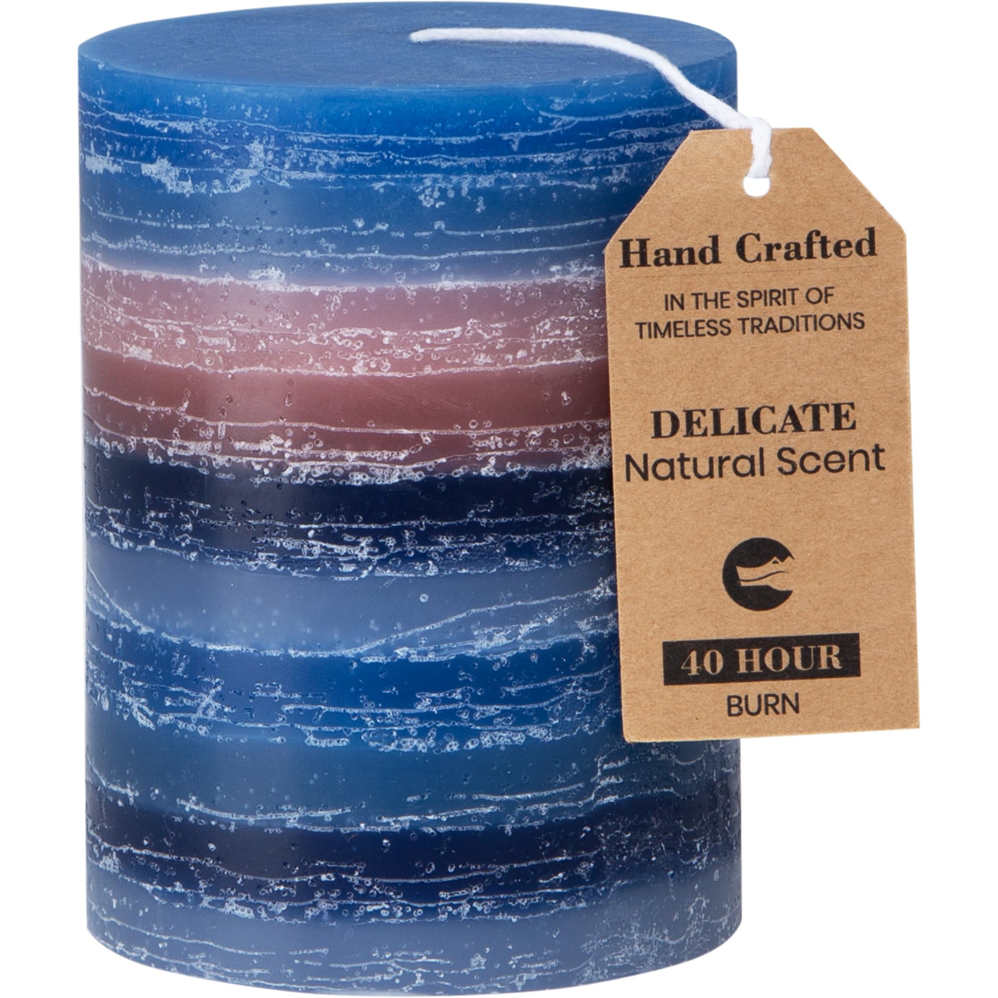 CraftyCrocodile Decorative Scented Pillar Candle - Handcrafted Navy Blue Candles with Cotton Wick, Smokeless for Spa, Aromatherapy, Home, Wedding - 40 Hour Burn Time - 3" W x 4" H