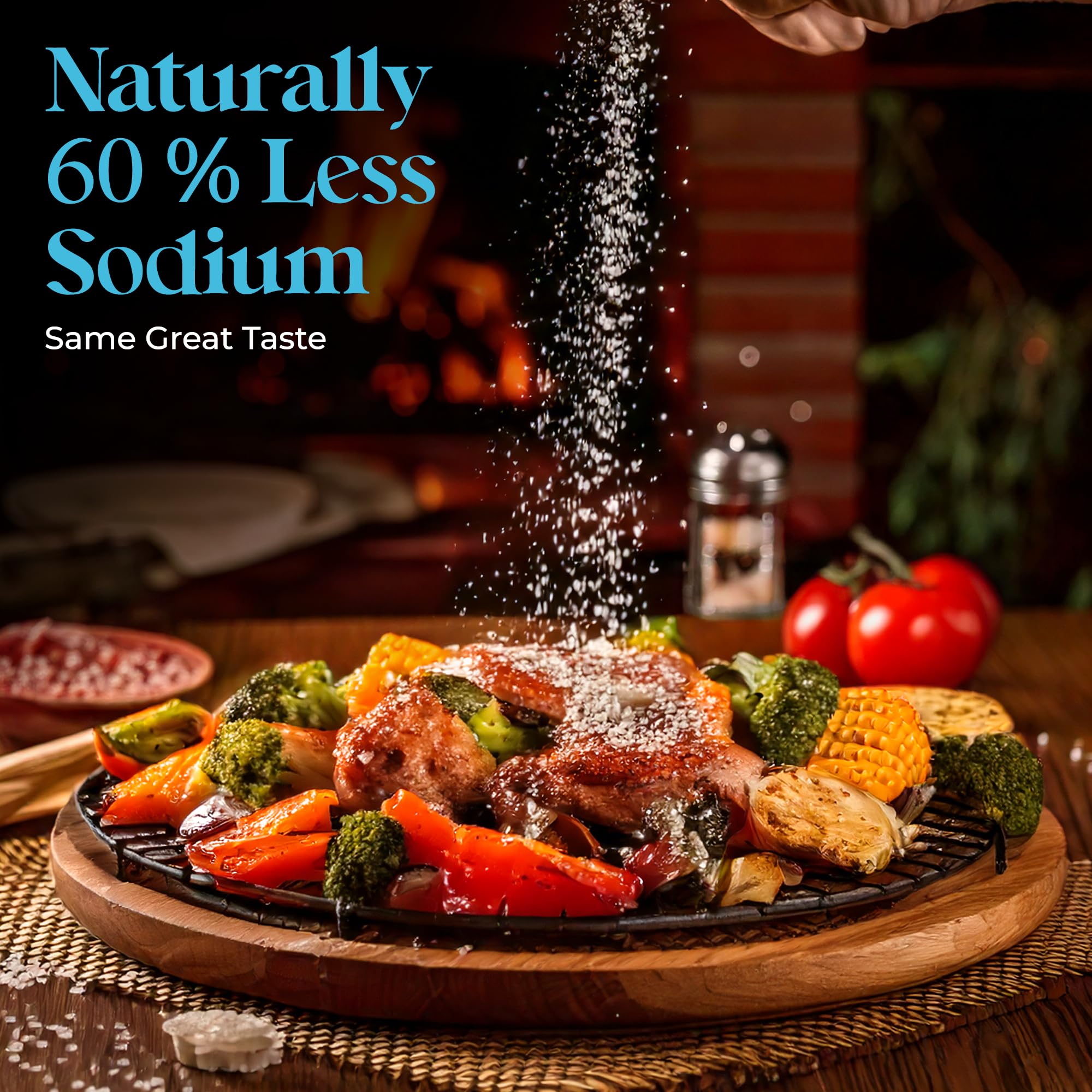 Aromasong Low Sodium Sea Salt 13 OZ. Salt Shaker 100% Natural Fine Grain Dead Sea Potassium Chloride with Dead Sea Salt.