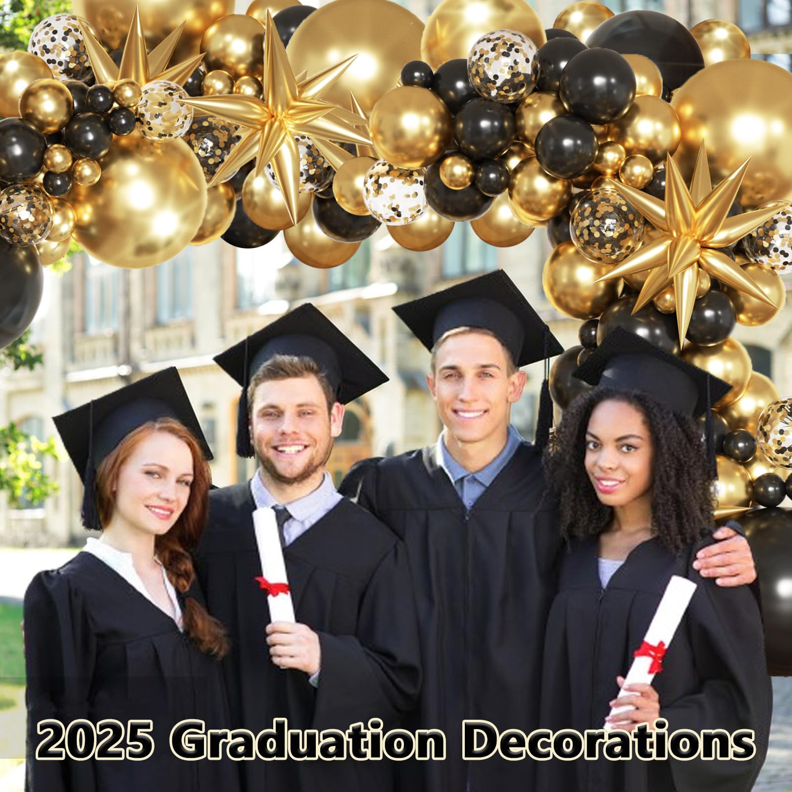 KARLURE Black and Gold Balloons Garland Arch Kit, Black Gold Confetti Balloons for Birthday Party Retirement Bachelorette Wedding Halloween Christmas New Year's Eve Anniversary Decorations