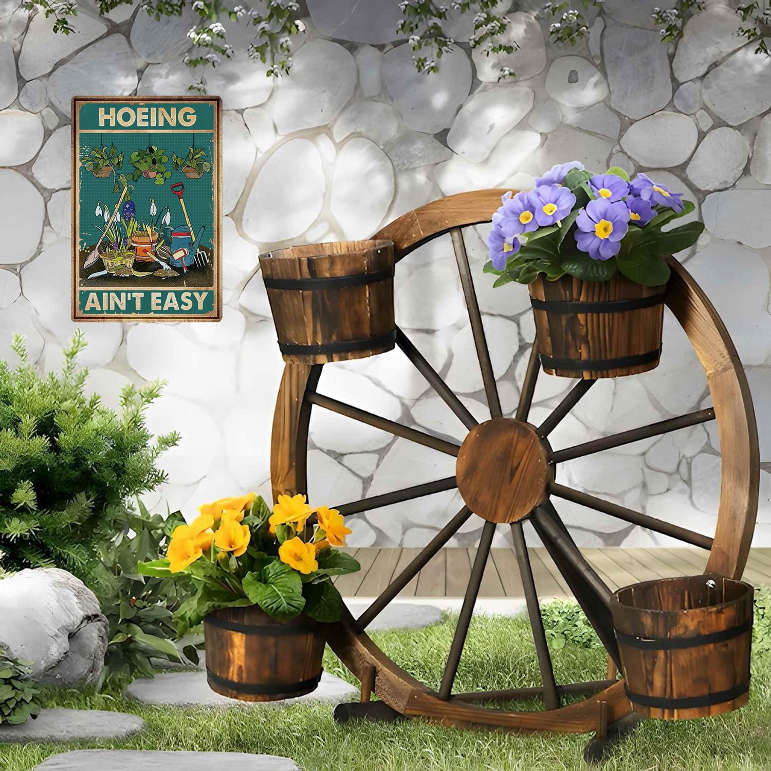 Artlunar Funny Garden Sign Outside Decor Gift For Gardener - Gardening Aint Easy, 12" x 8" (980)