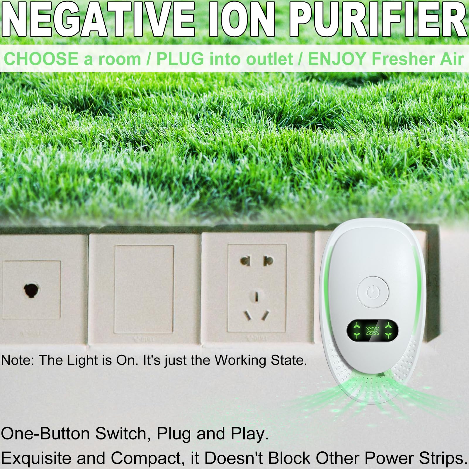 Plug In Negative Ion Air Purifiers,Air Ionizers,Negative Ion Filtration System,Quiet Mini Air Cleaner, Bedroom,Office,Basement-Portable Air Purifier Odor,Smoke,Dust,Pet Smell.4 Pack